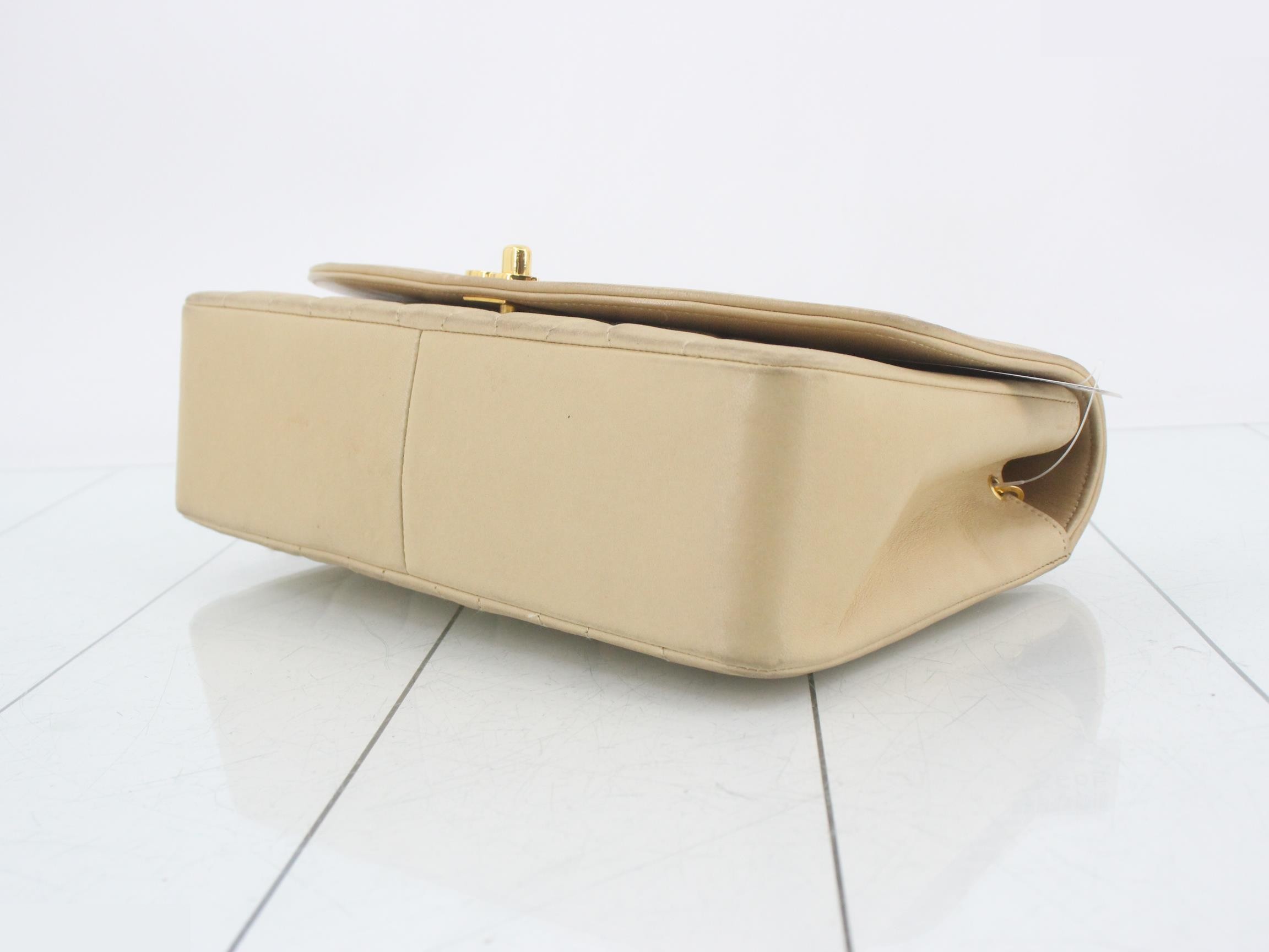 Matelassé Diana 25 Lambskin Chain Shoulder Bag, Beige — view 6