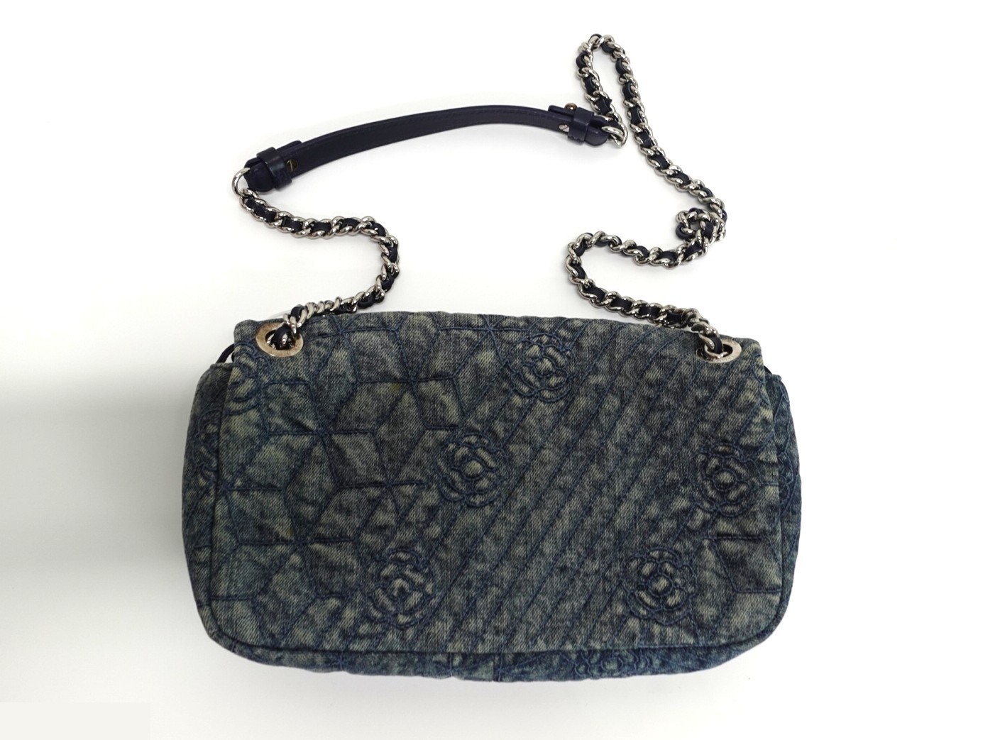 Camellia Quilted Distressed Denim Flap — view 2