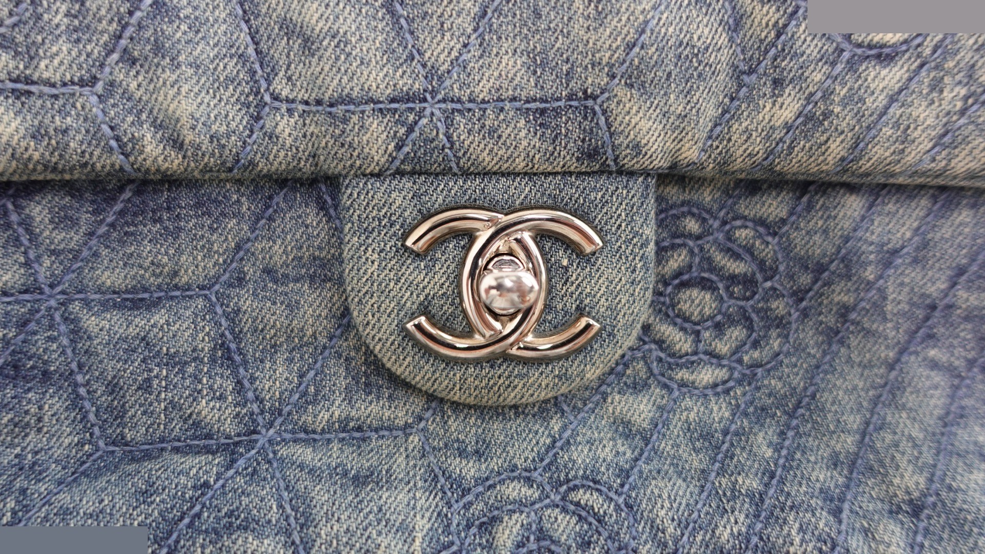 Camellia Quilted Distressed Denim Flap — view 3