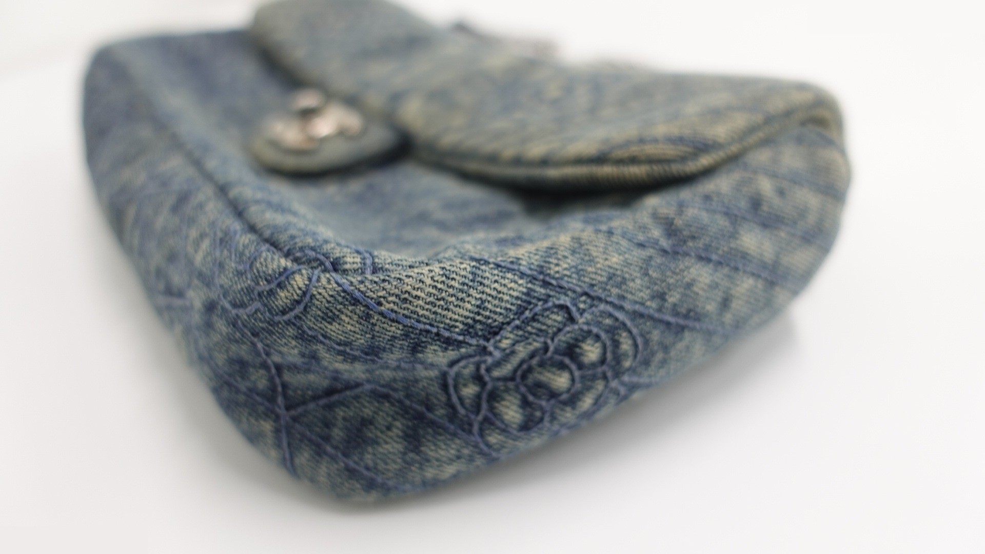 Camellia Quilted Distressed Denim Flap — view 4