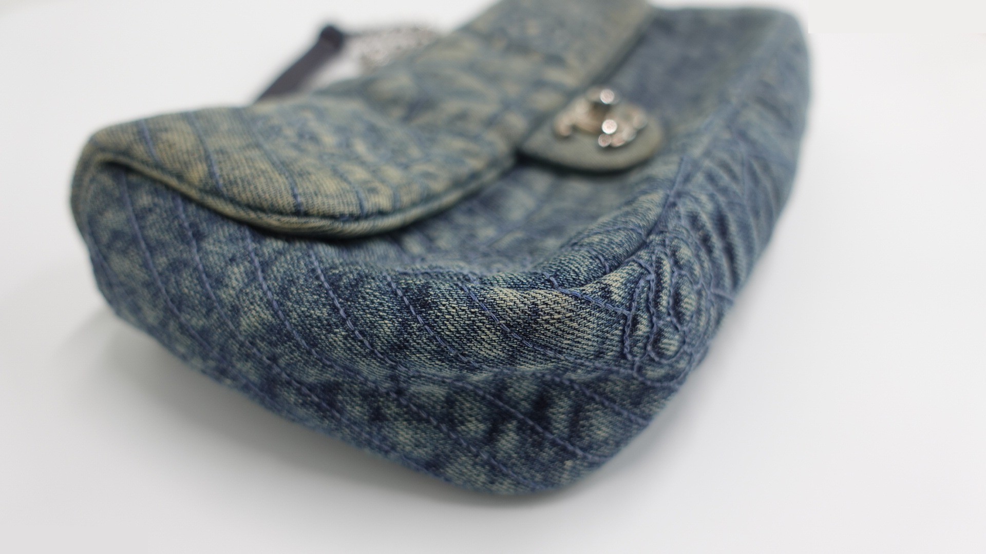 Camellia Quilted Distressed Denim Flap — view 5