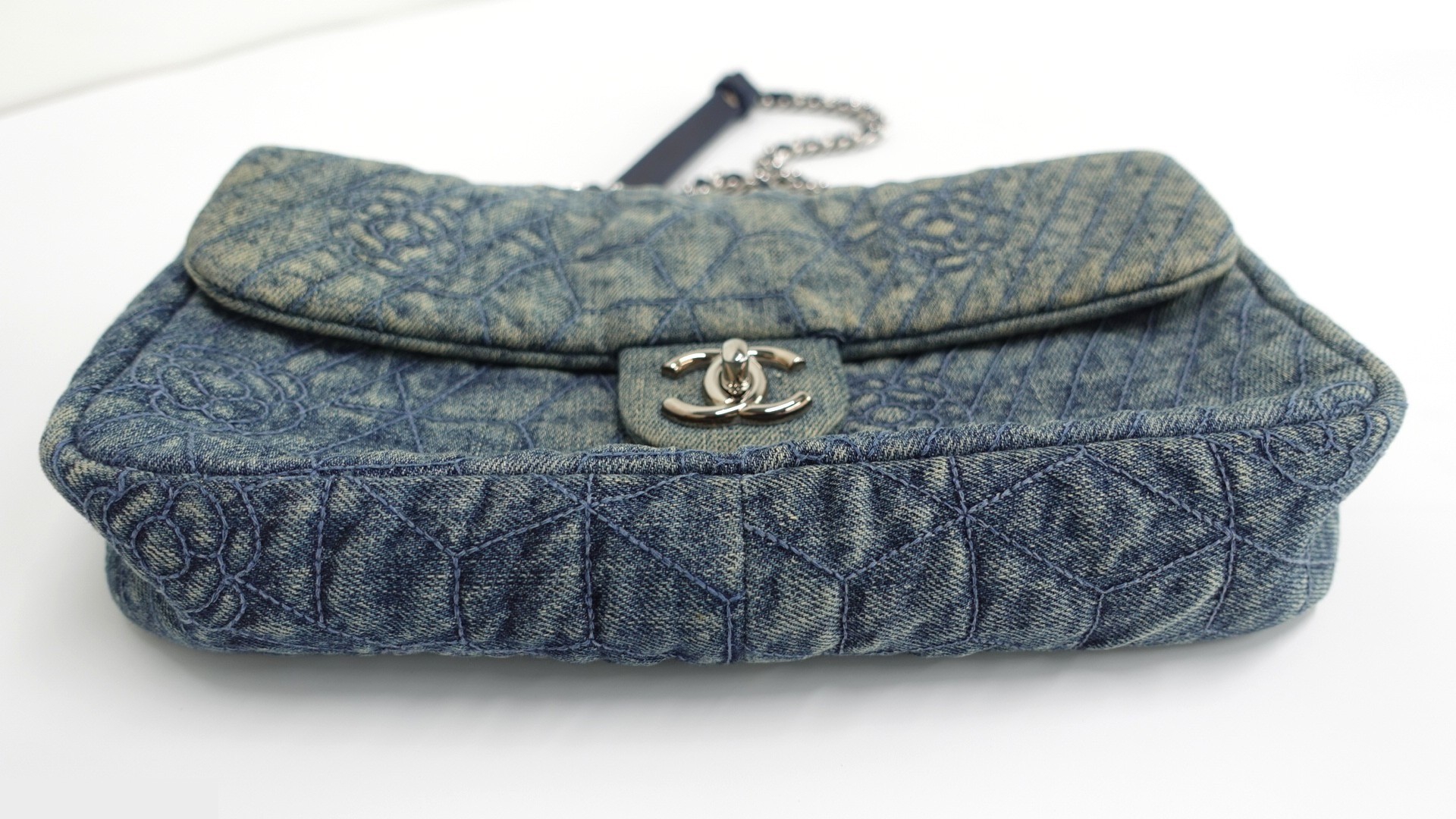 Camellia Quilted Distressed Denim Flap — view 6