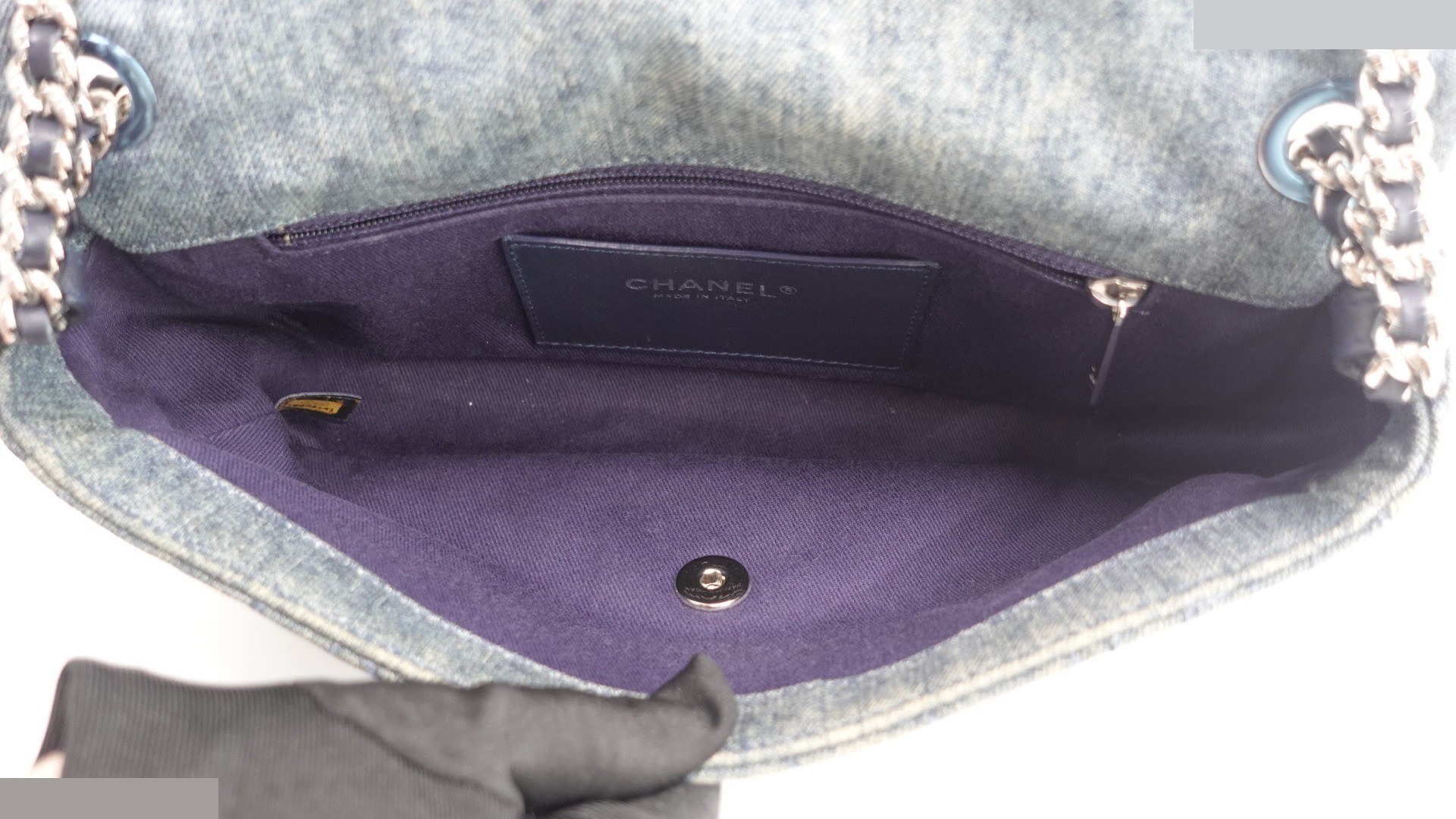 Camellia Quilted Distressed Denim Flap — view 7