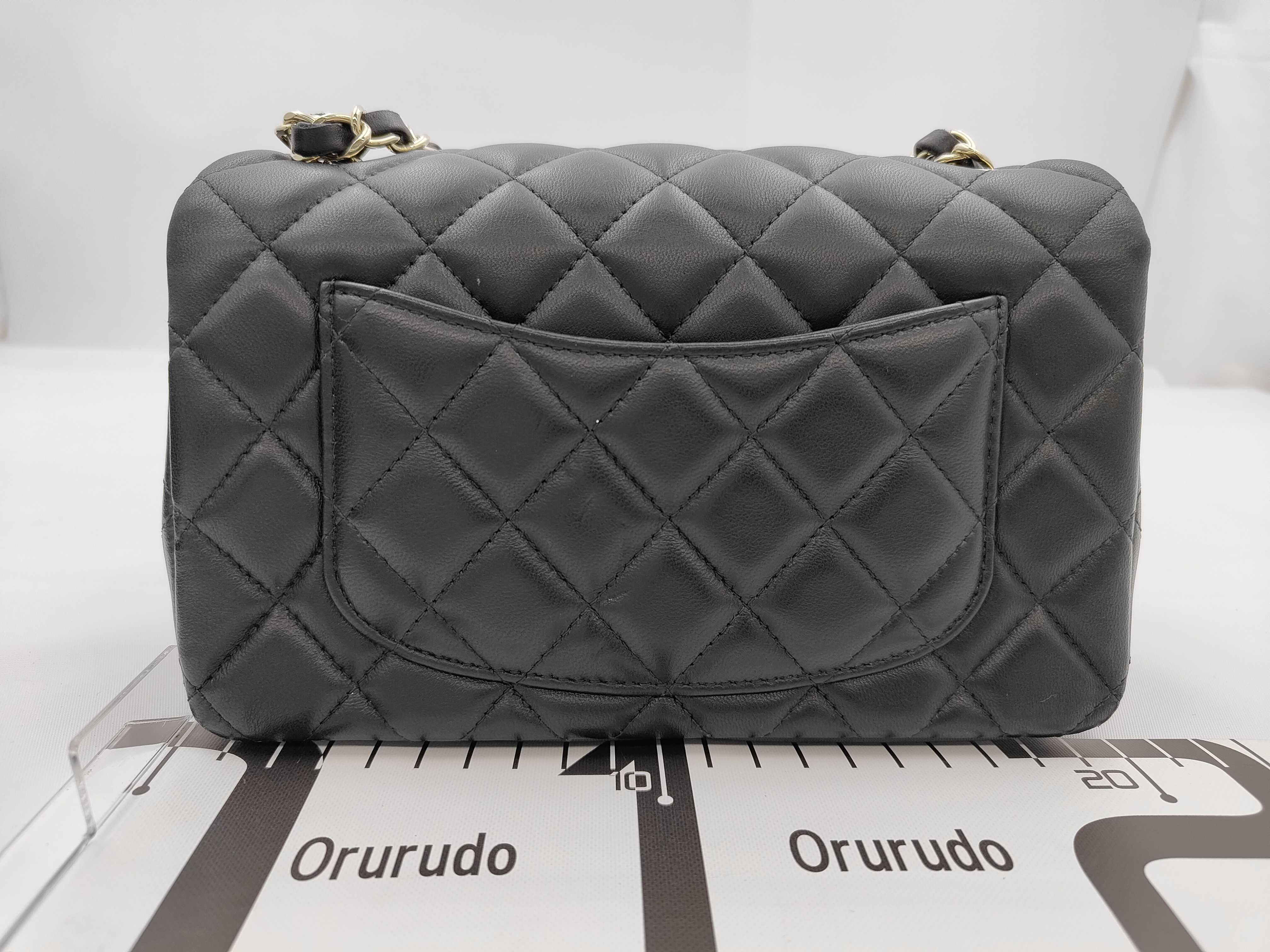 Lambskin Mini Matelassé 20 Chain Shoulder Bag, Black, with IC Plate — view 2