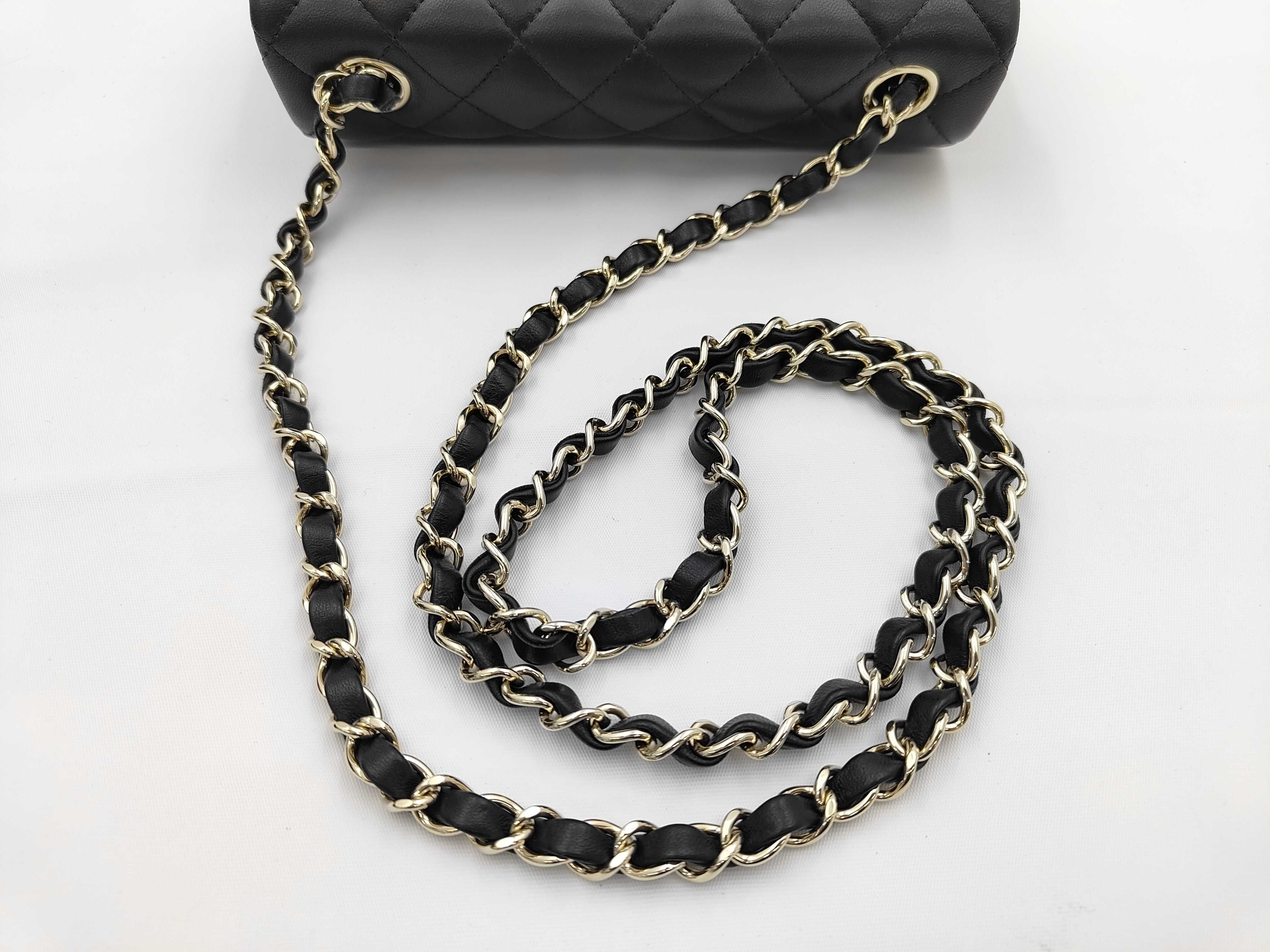 Lambskin Mini Matelassé 20 Chain Shoulder Bag, Black, with IC Plate — view 3