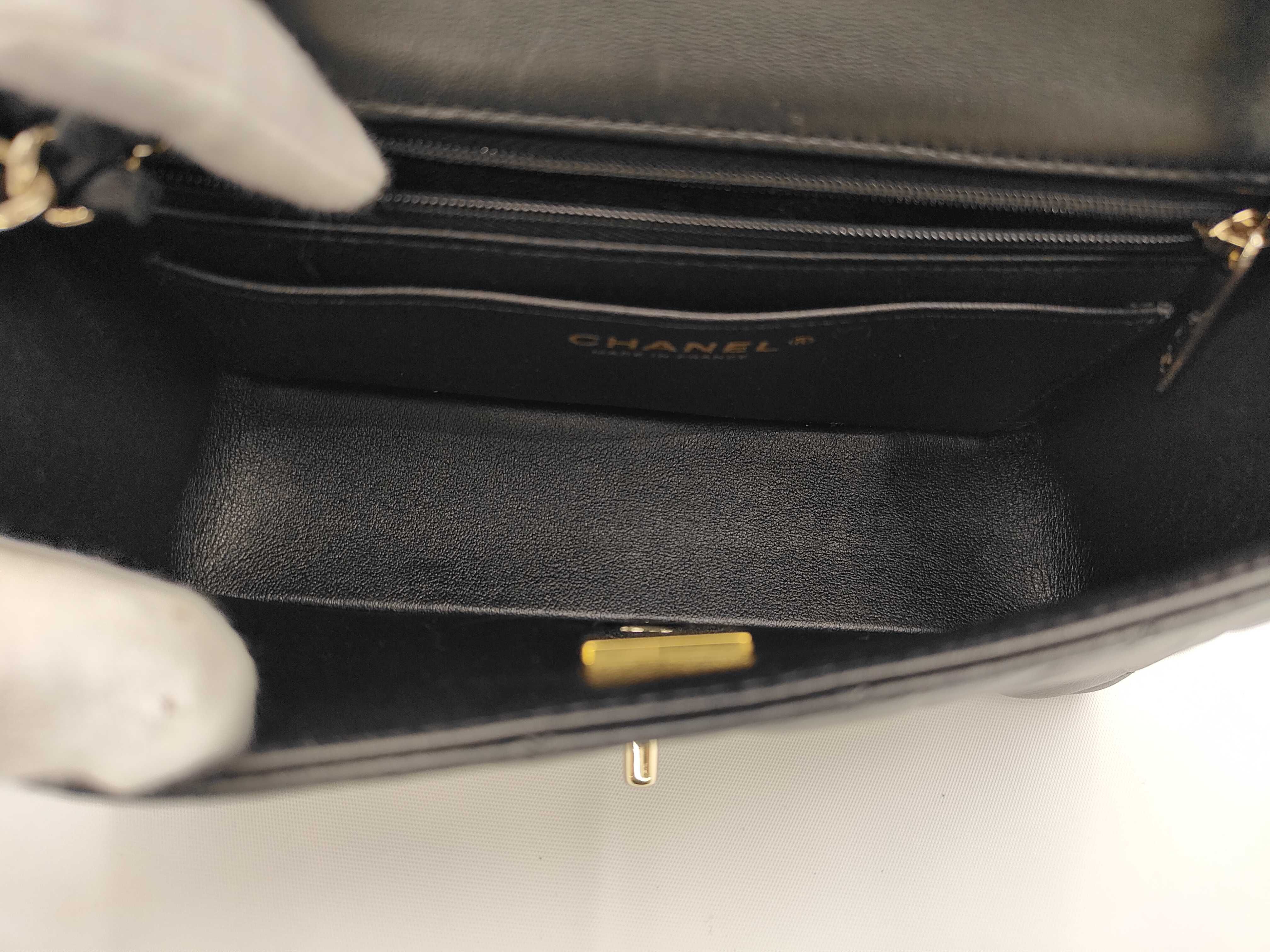 Lambskin Mini Matelassé 20 Chain Shoulder Bag, Black, with IC Plate — view 9