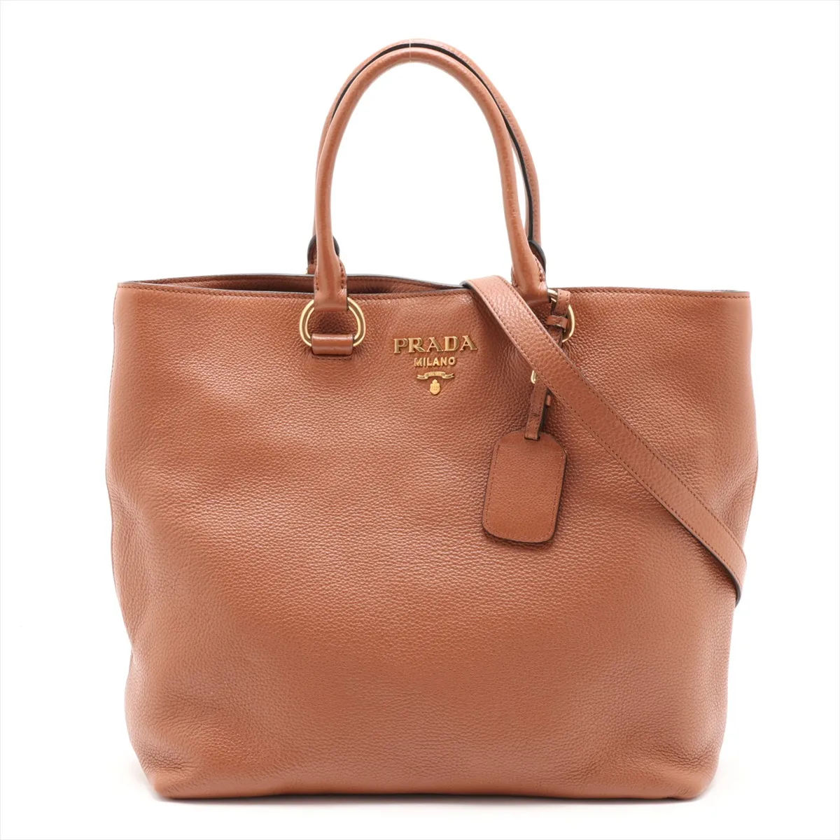 Vitello Phoenix 1BG865 Leather 2-Way Tote Bag, Brown