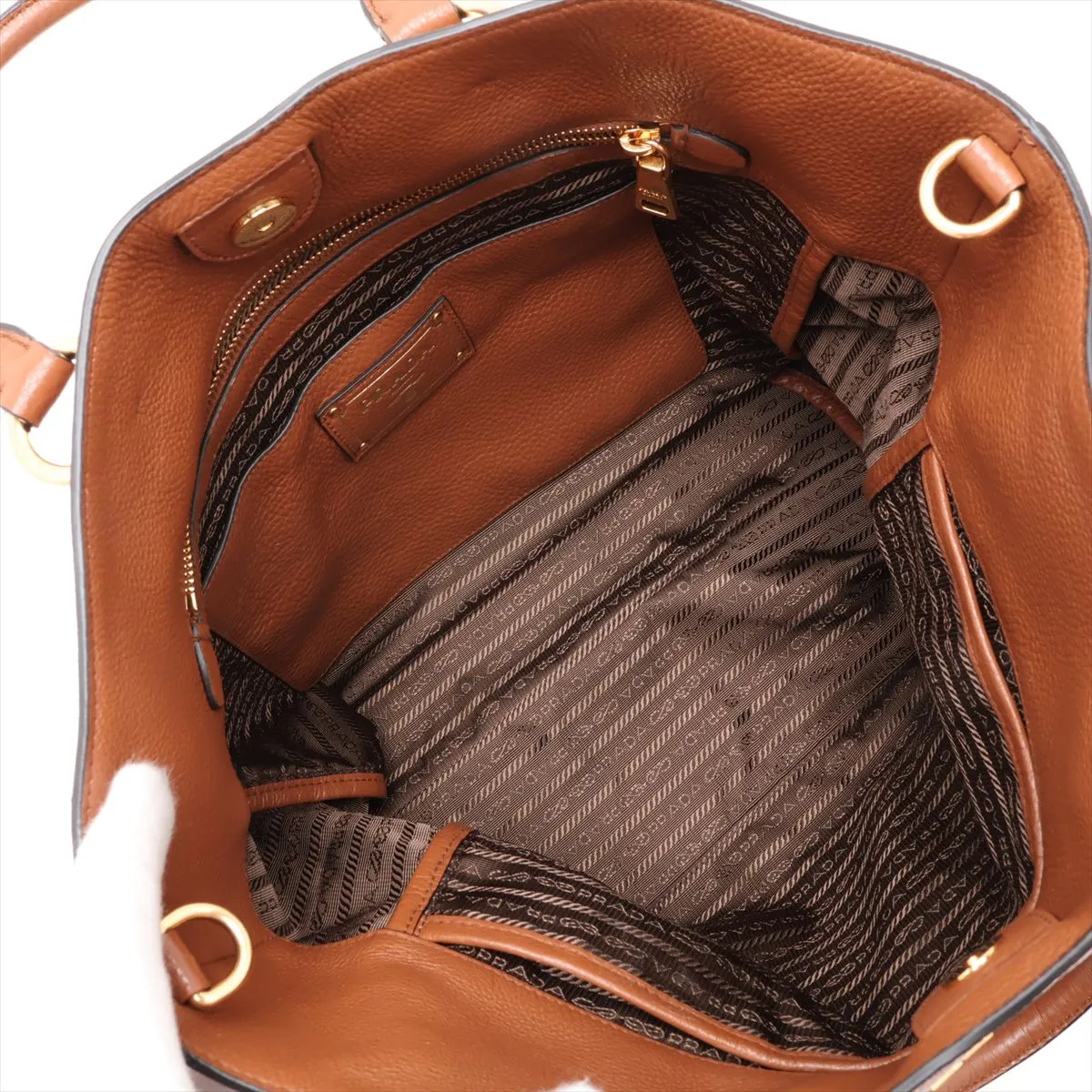 Vitello Phoenix 1BG865 Leather 2-Way Tote Bag, Brown — view 8