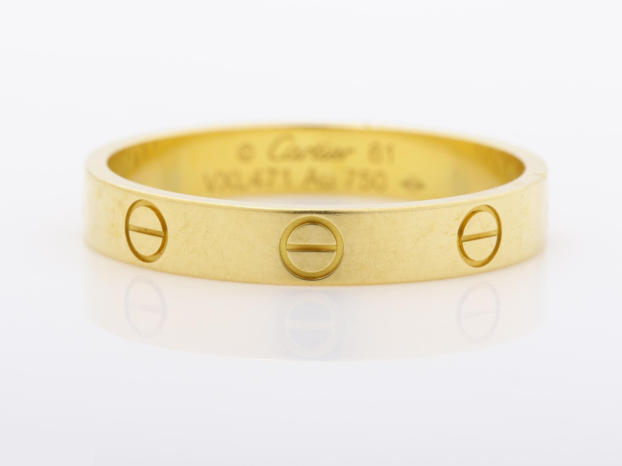 Mini Love Ring, 3.8g, Size 61 / Actual Size #20 / Width approx. 3.5mm, 750YG — view 2
