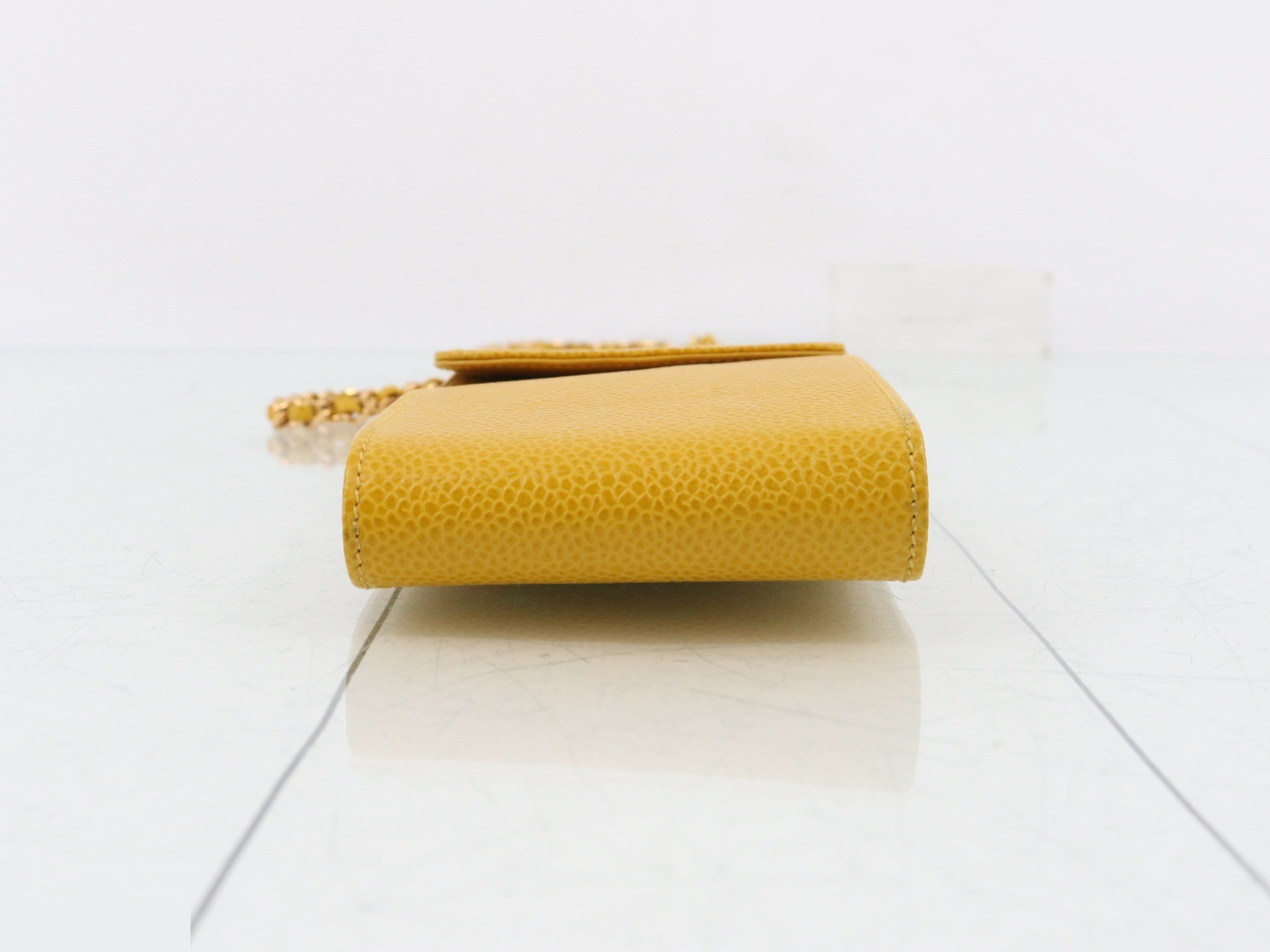 Coco Mark Chain Phone Case, Yellow, Caviar Leather, GP — view 3