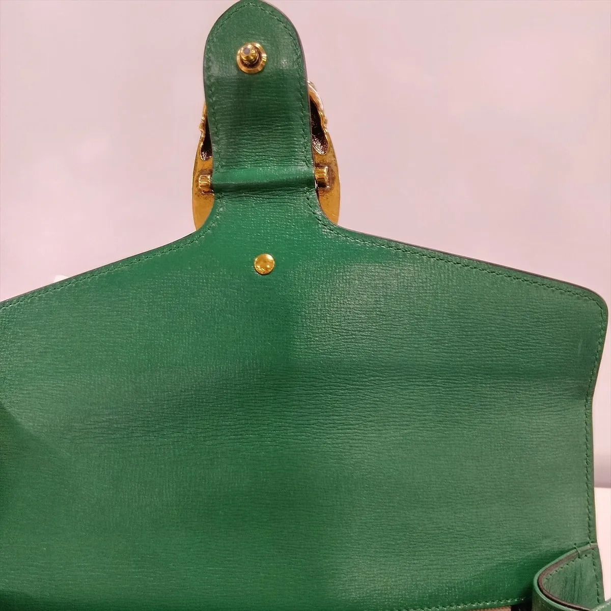 Dionysus Leather Chain Shoulder Bag, Green, 400249 — view 14