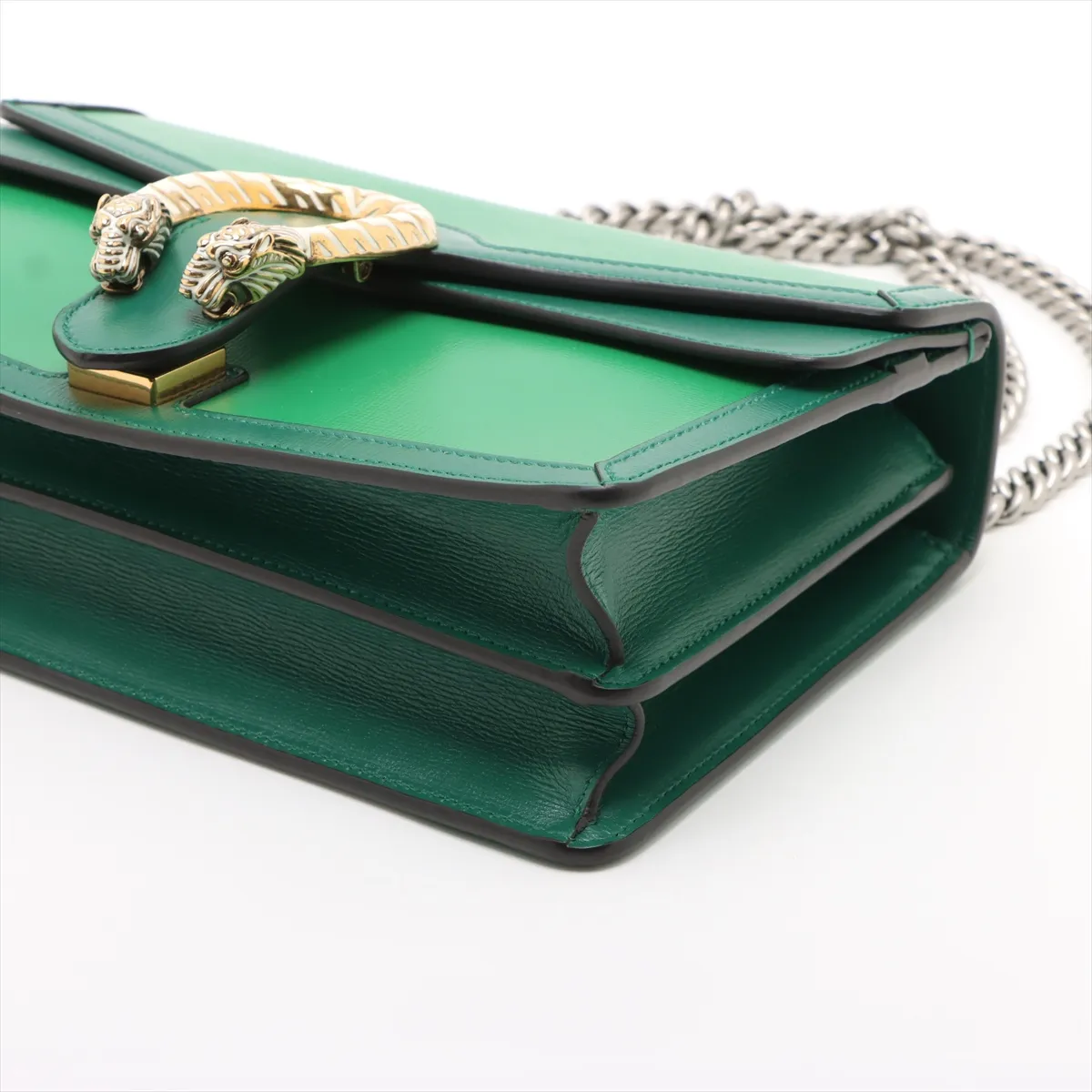 Dionysus Leather Chain Shoulder Bag, Green, 400249 — view 3
