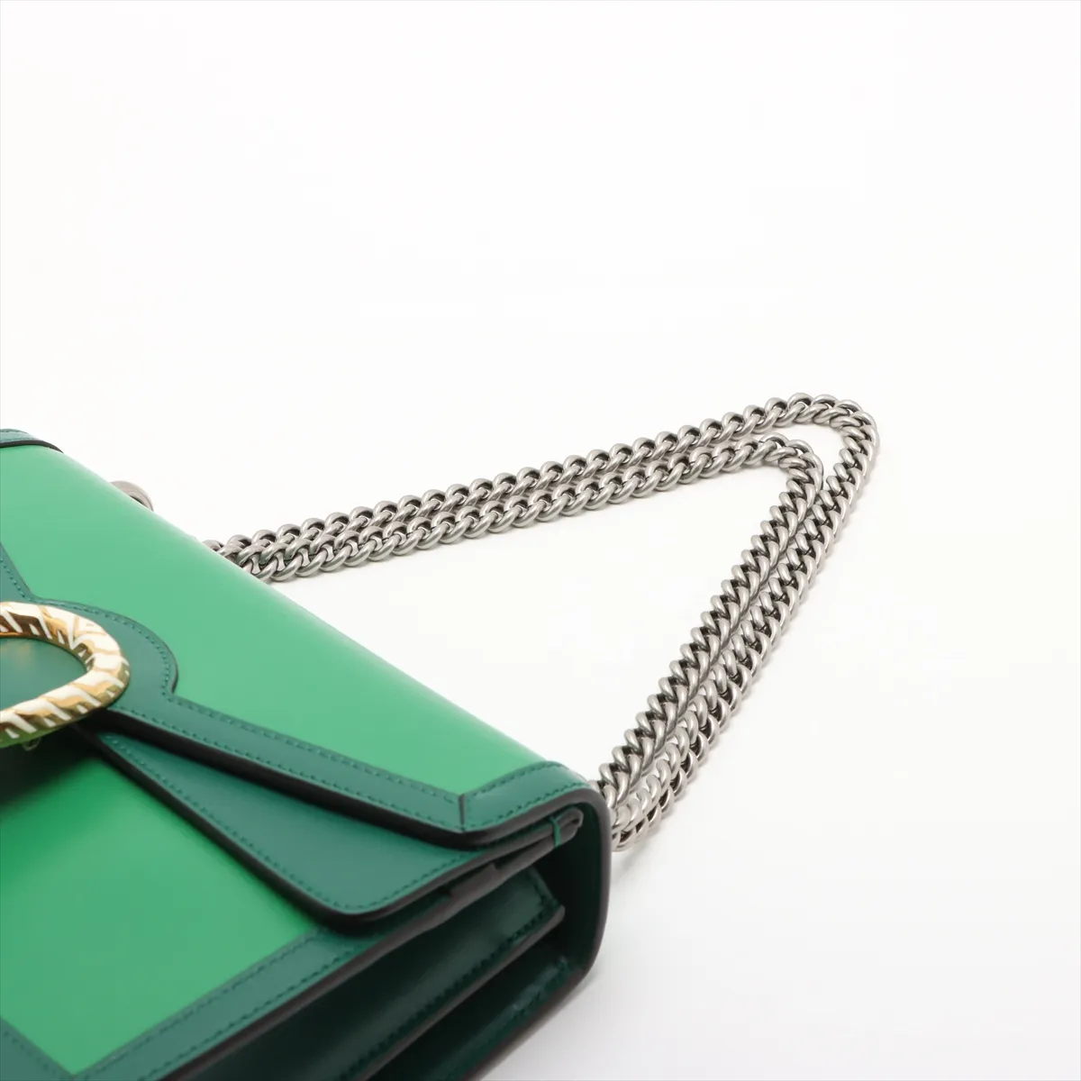 Dionysus Leather Chain Shoulder Bag, Green, 400249 — view 5