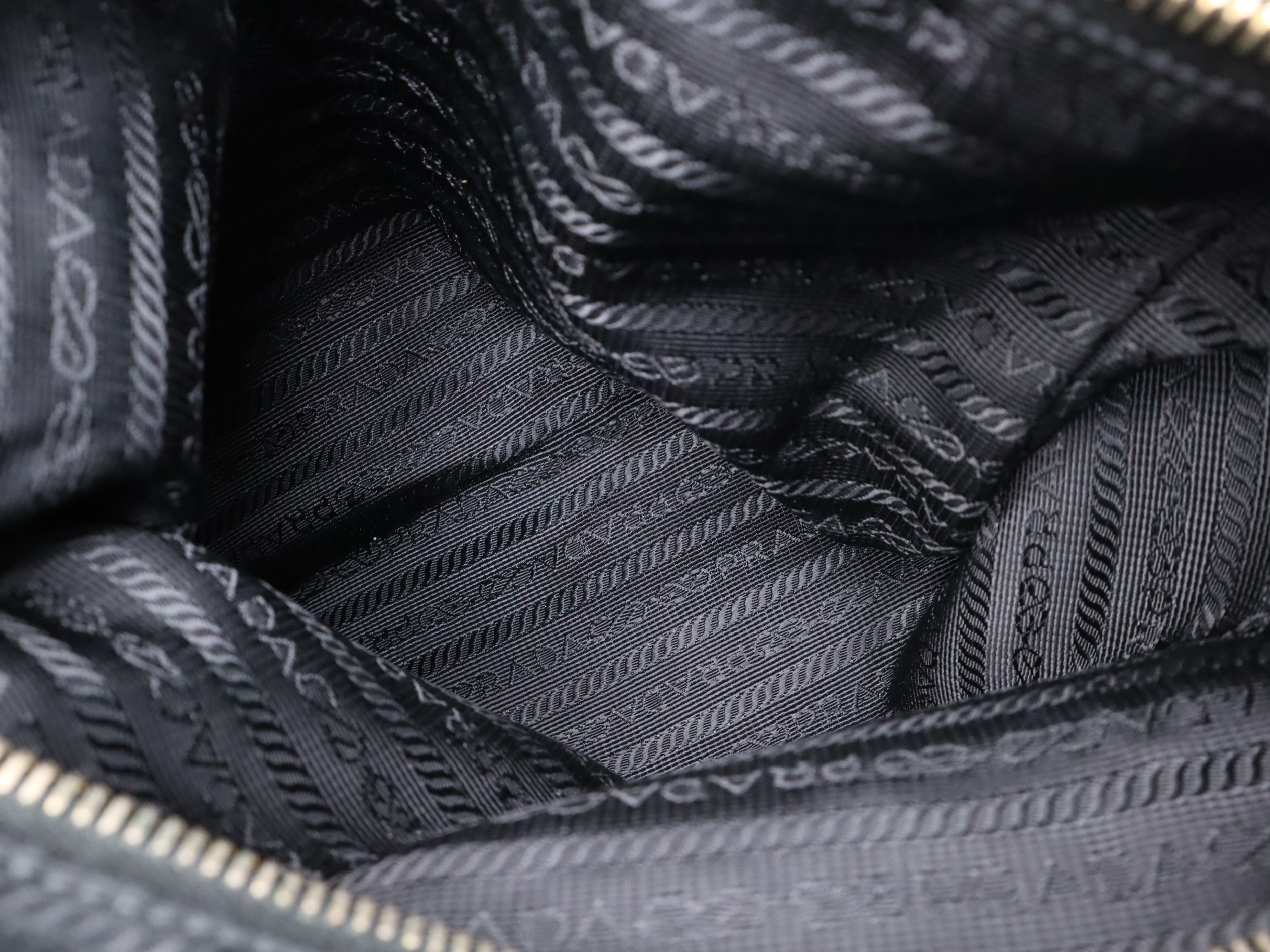 Nylon Quilted Tote Bag, Black with Gold Hardware, Name Tag and Padlock Charm. — view 11