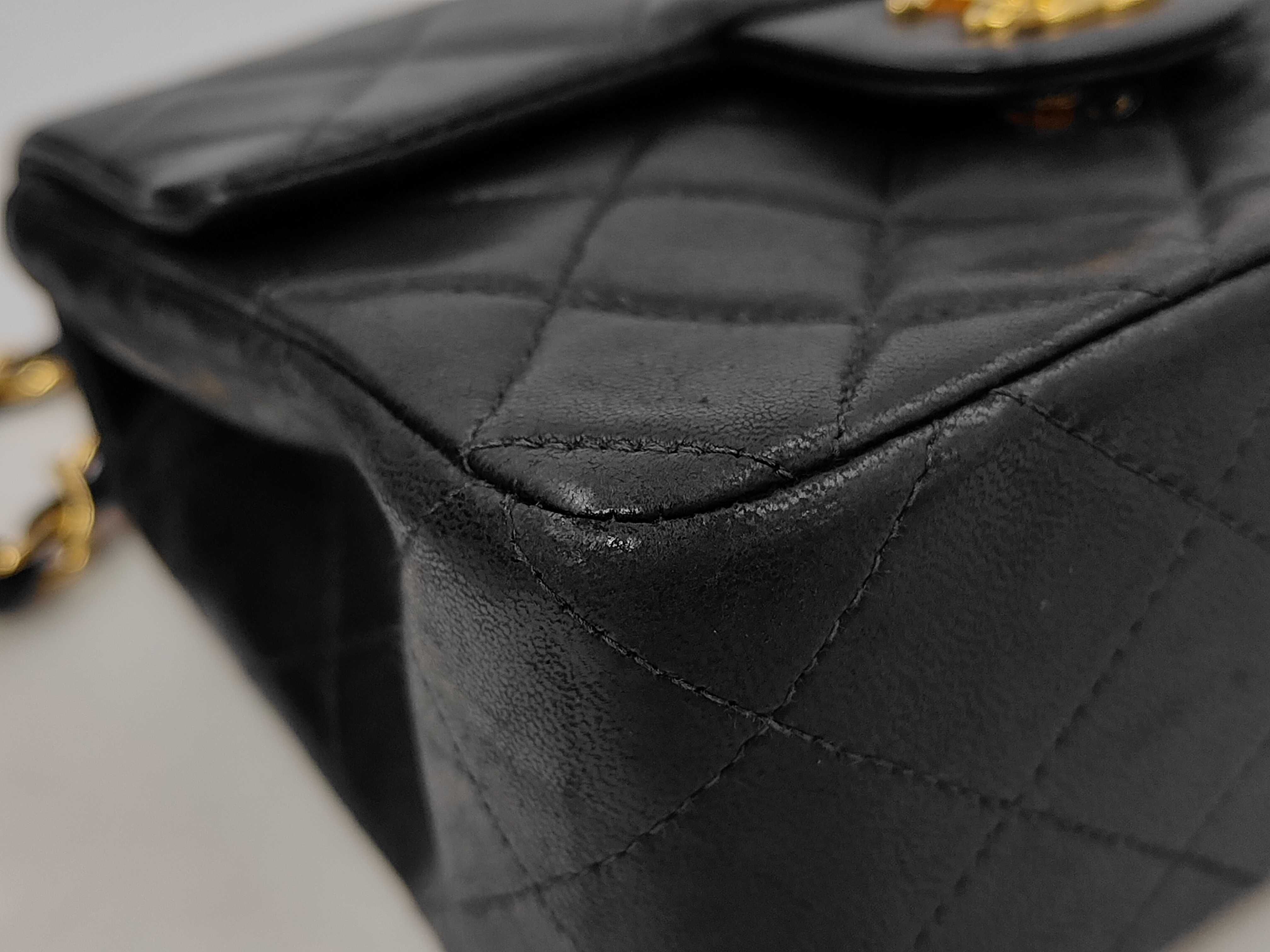 Mini Matelassé Lambskin Black Shoulder Bag (Serial No. 6) - Includes dust bag, card, and sticker. — view 7