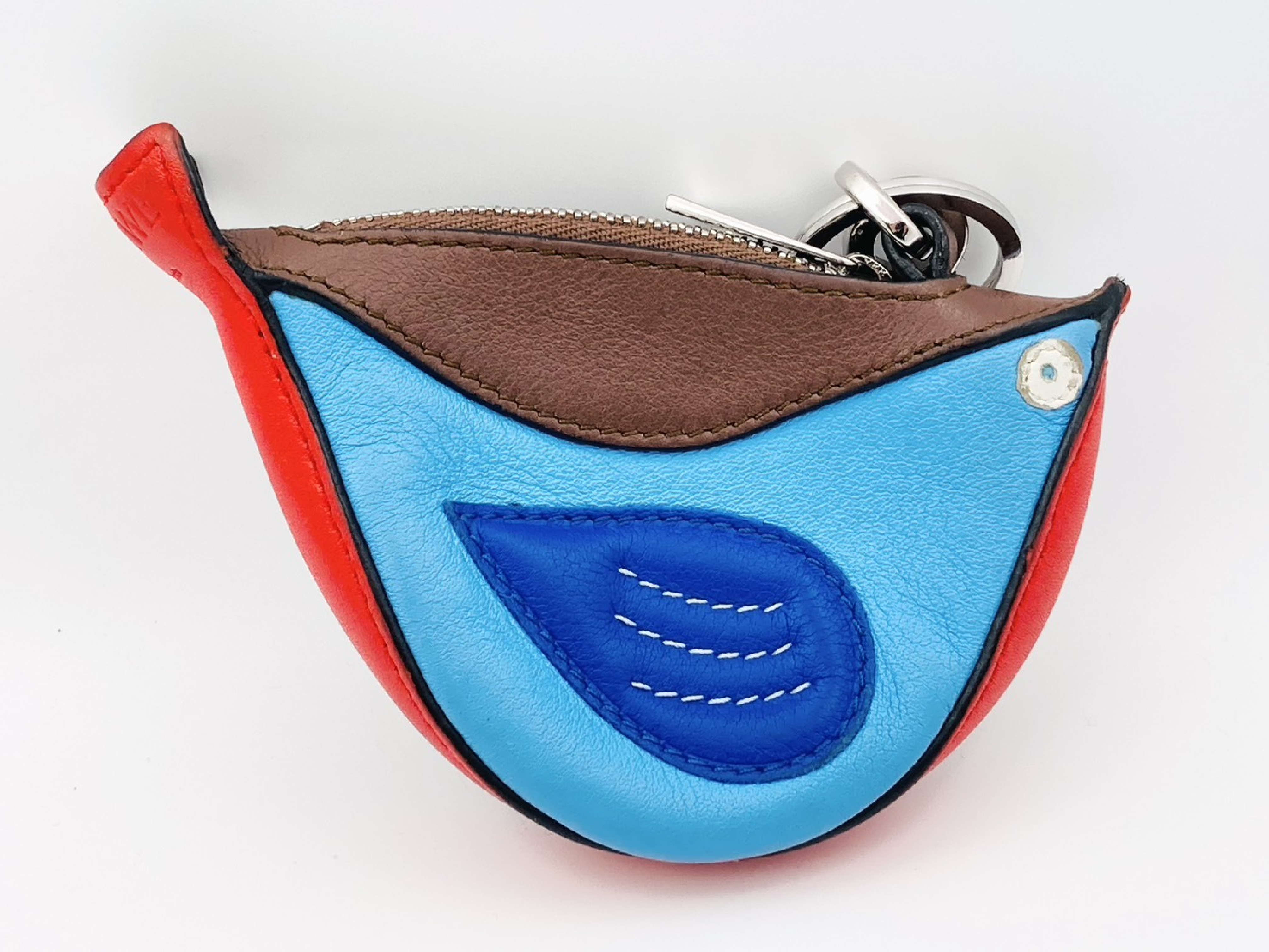 Bird Leather Coin Case Charm Keyring Blue Coin Case — view 2