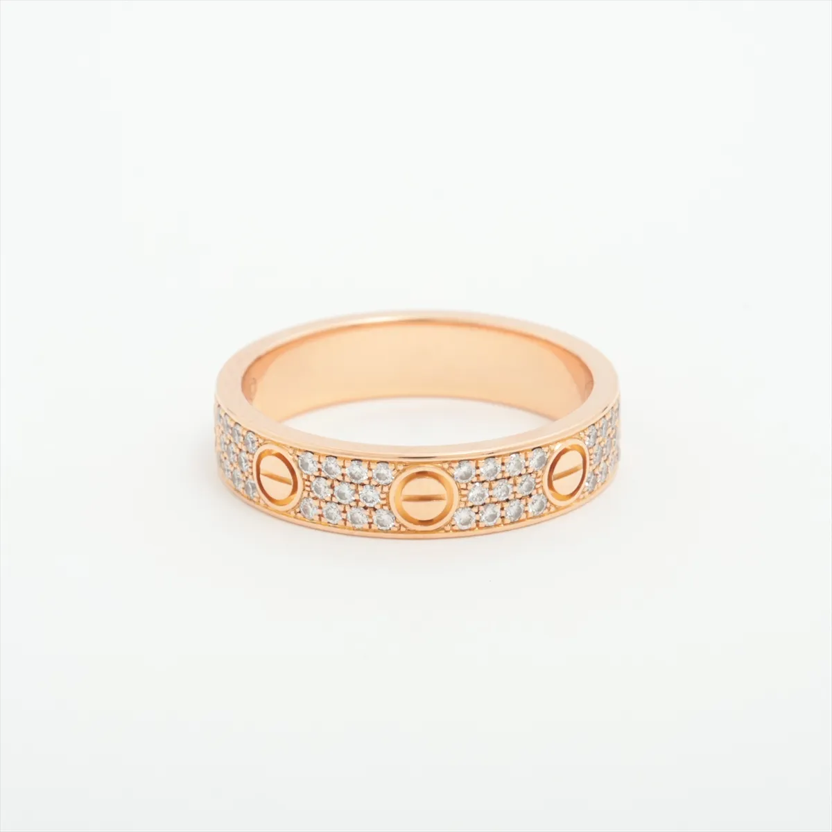 Love SM Pavé Diamond Ring, 750 (PG), 3.4g, Size 48, RA6143 B4085848 — view 2