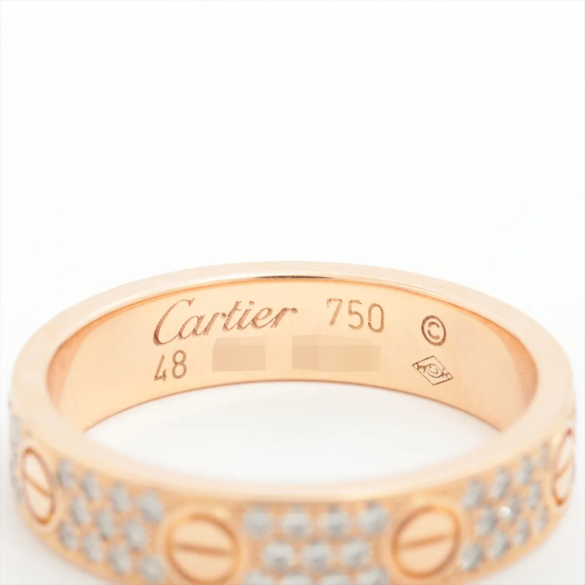 Love SM Pavé Diamond Ring, 750 (PG), 3.4g, Size 48, RA6143 B4085848 — view 3