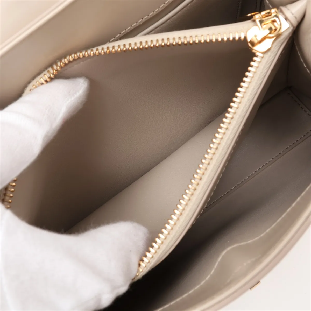 16th Anniversary Small Leather 2-Way Handbag, Beige — view 10