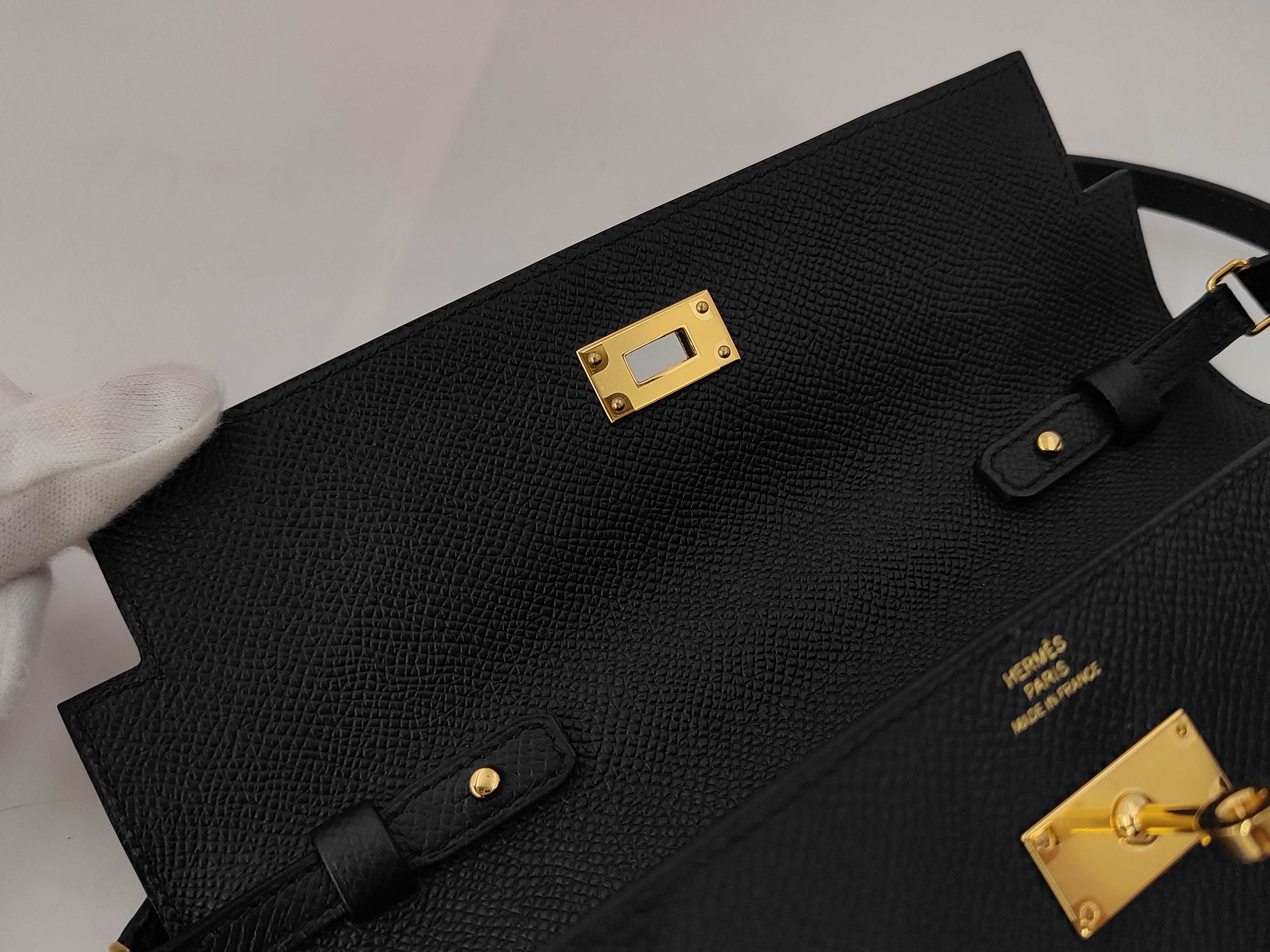 Kelly To Go Epsom Black Gold Hardware B Stamp Shoulder Bag — view 12