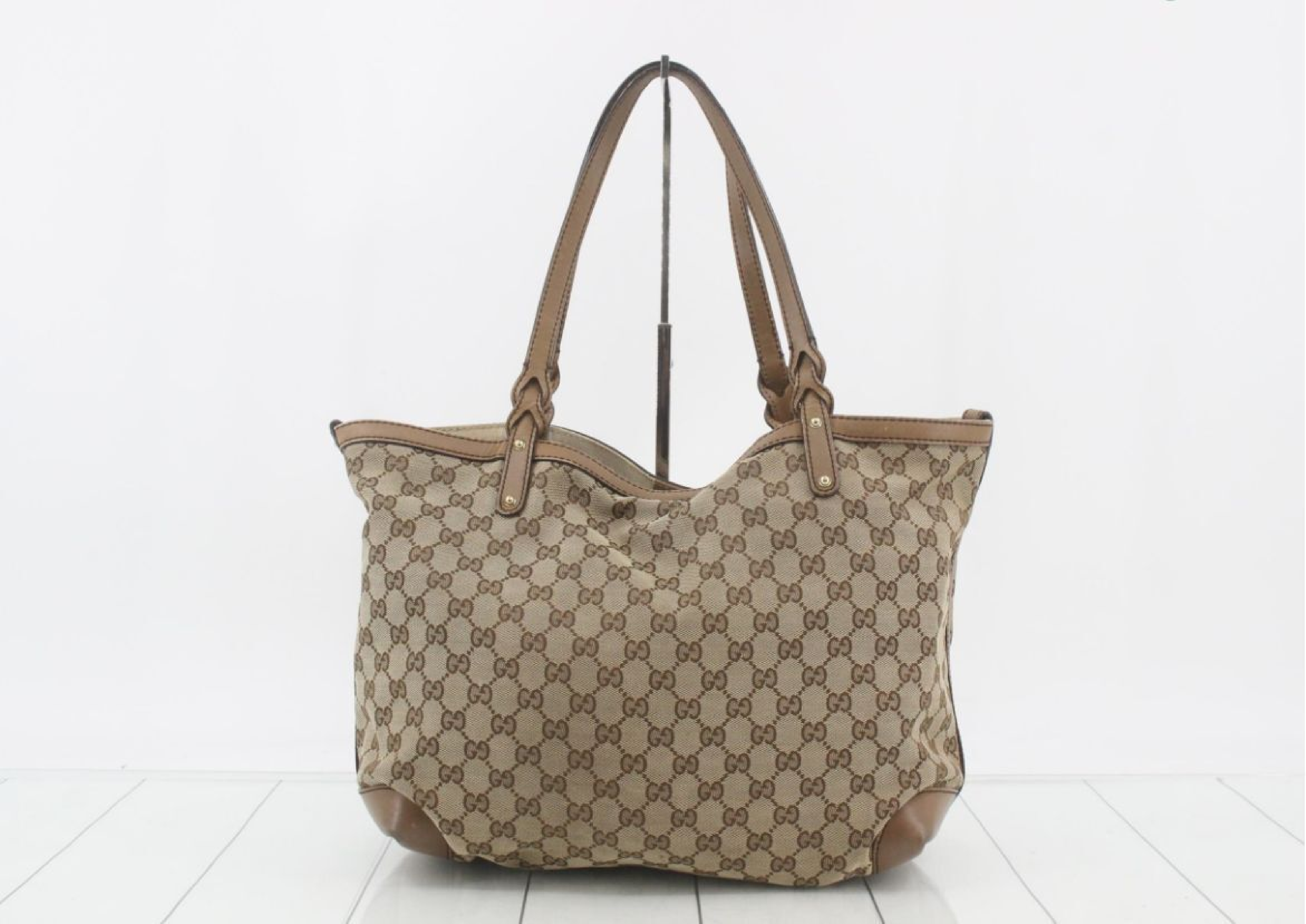 GG Canvas Leather Tote Bag with Pouch — view 2