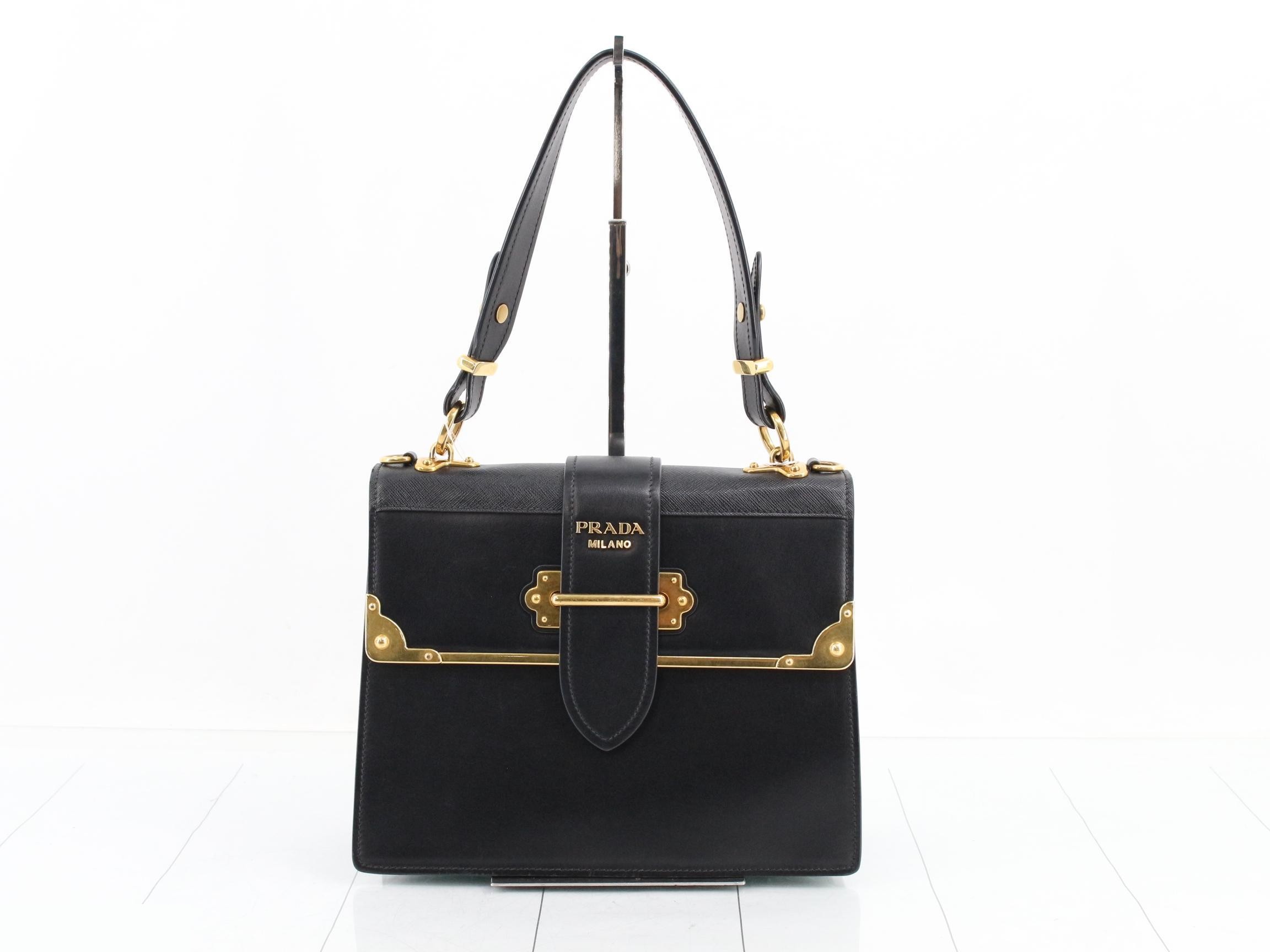 Cahier Saffiano One-Shoulder Bag, Black