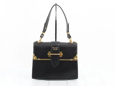 Cahier Saffiano One-Shoulder Bag, Black
