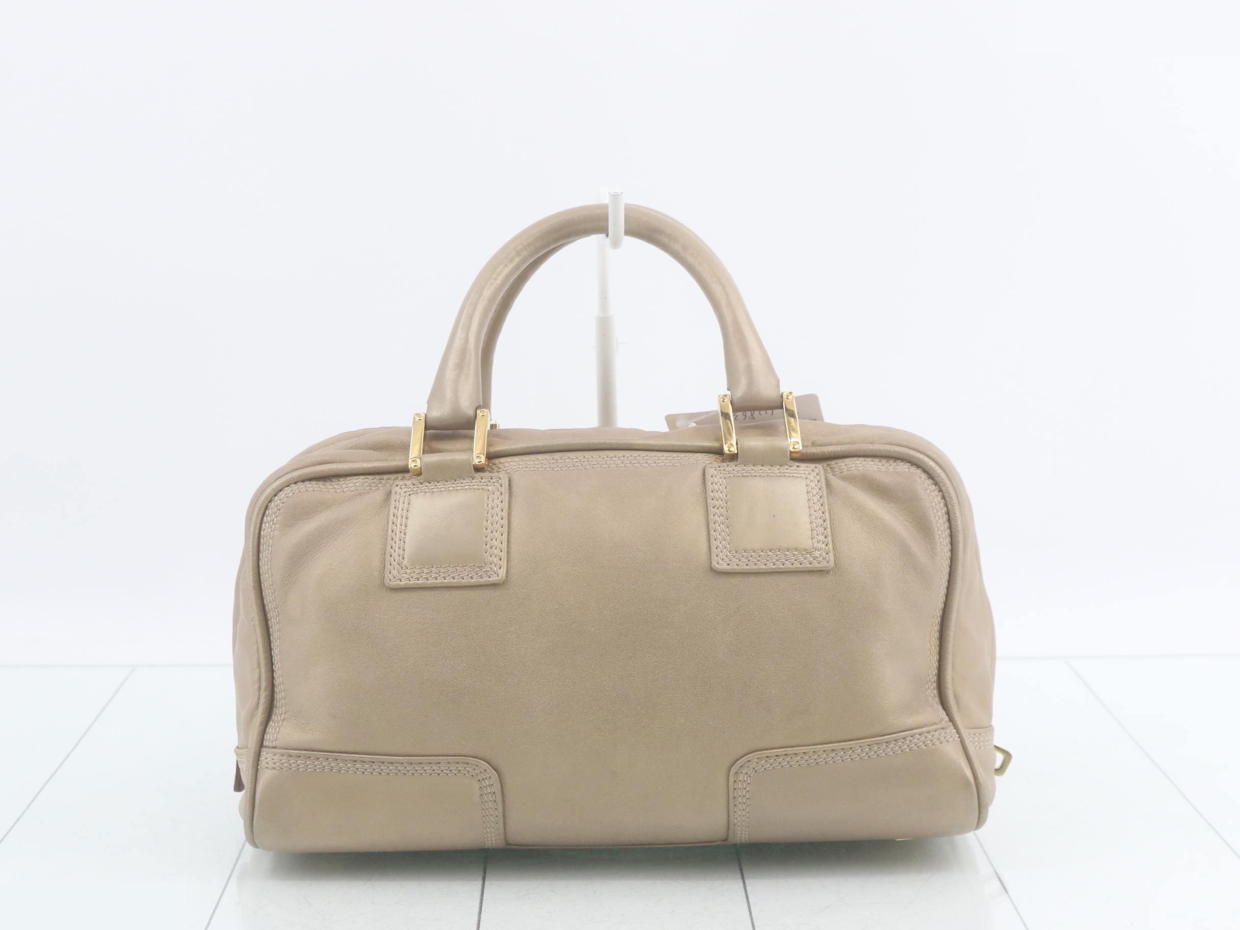 Amazona 28 Leather Handbag, Beige — view 2