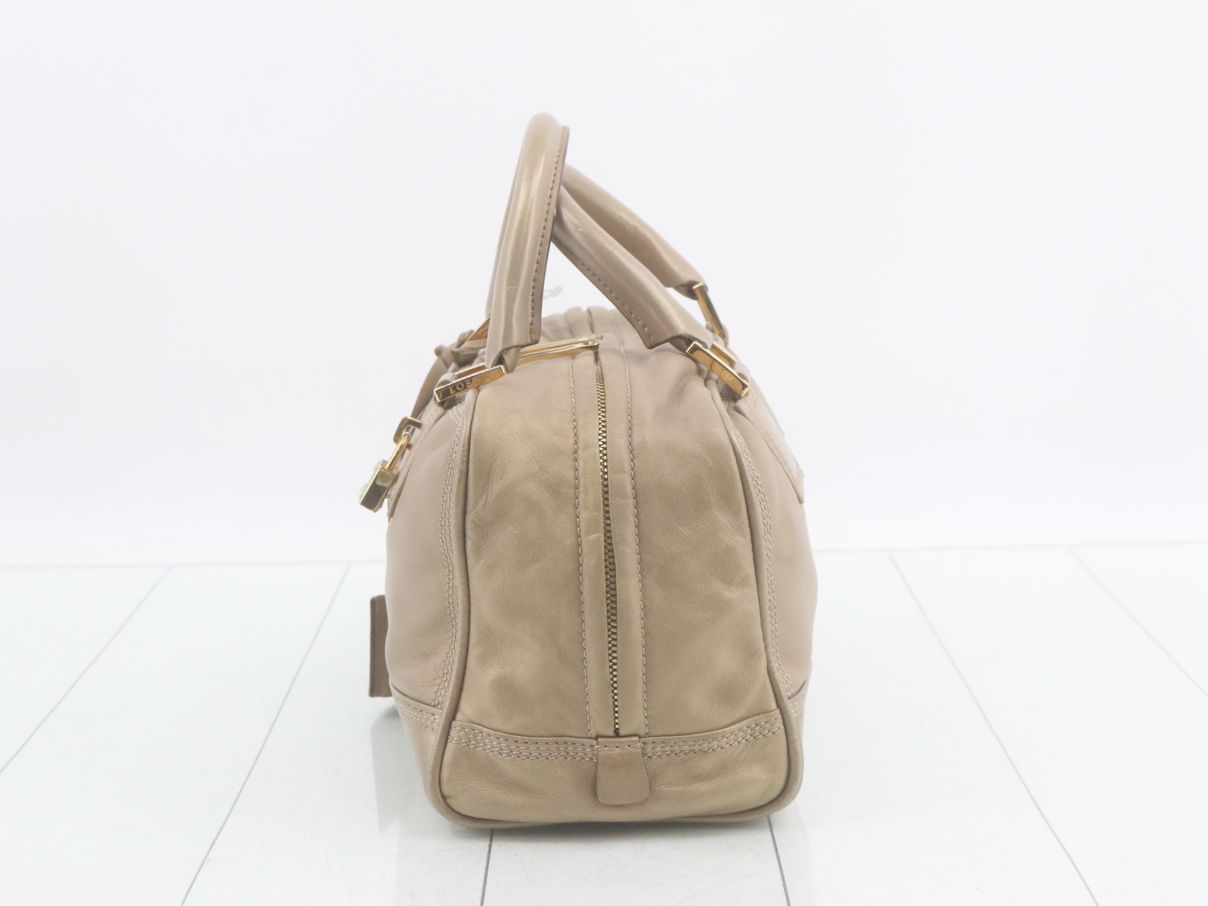 Amazona 28 Leather Handbag, Beige — view 3