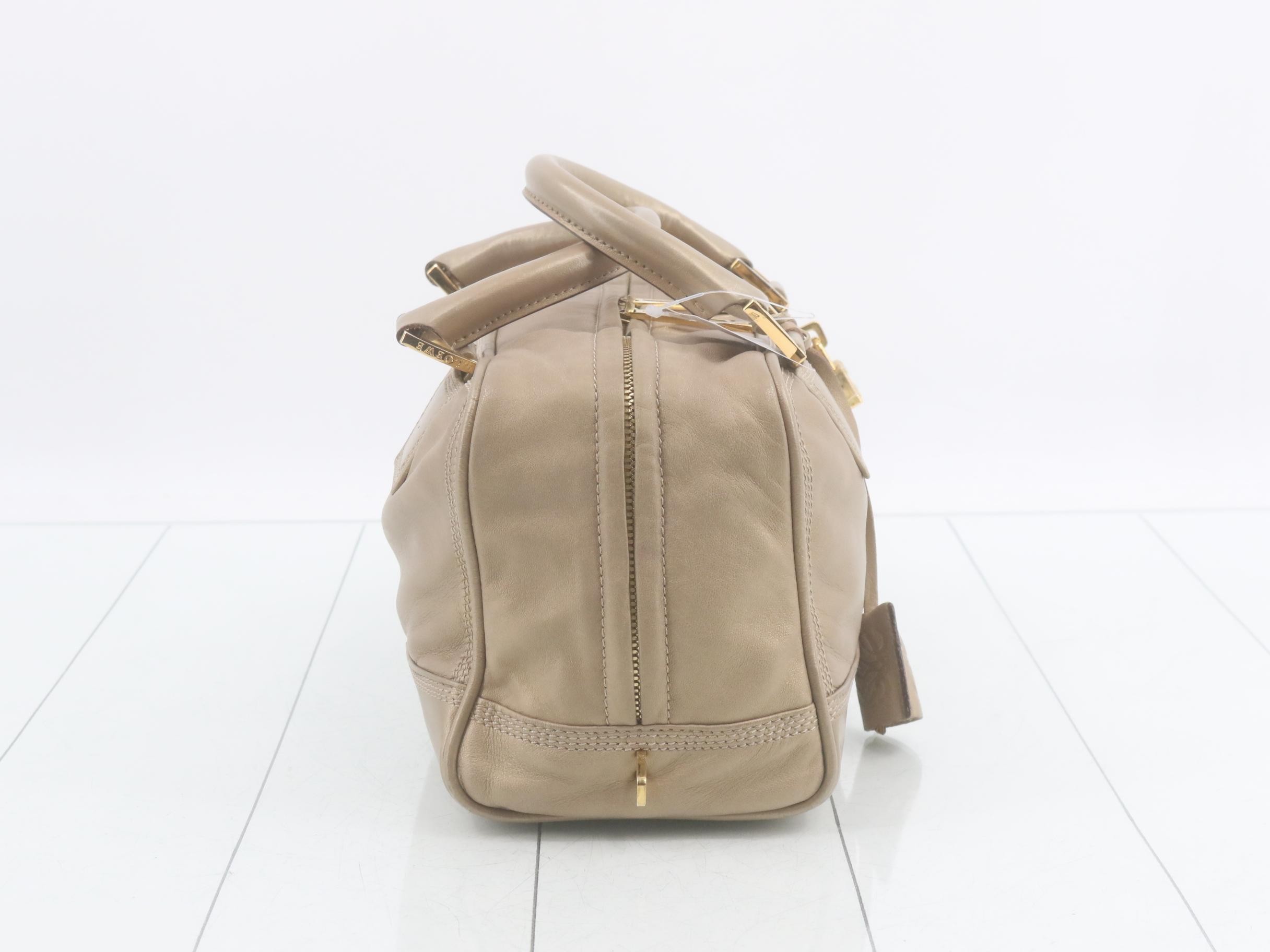 Amazona 28 Leather Handbag, Beige — view 4