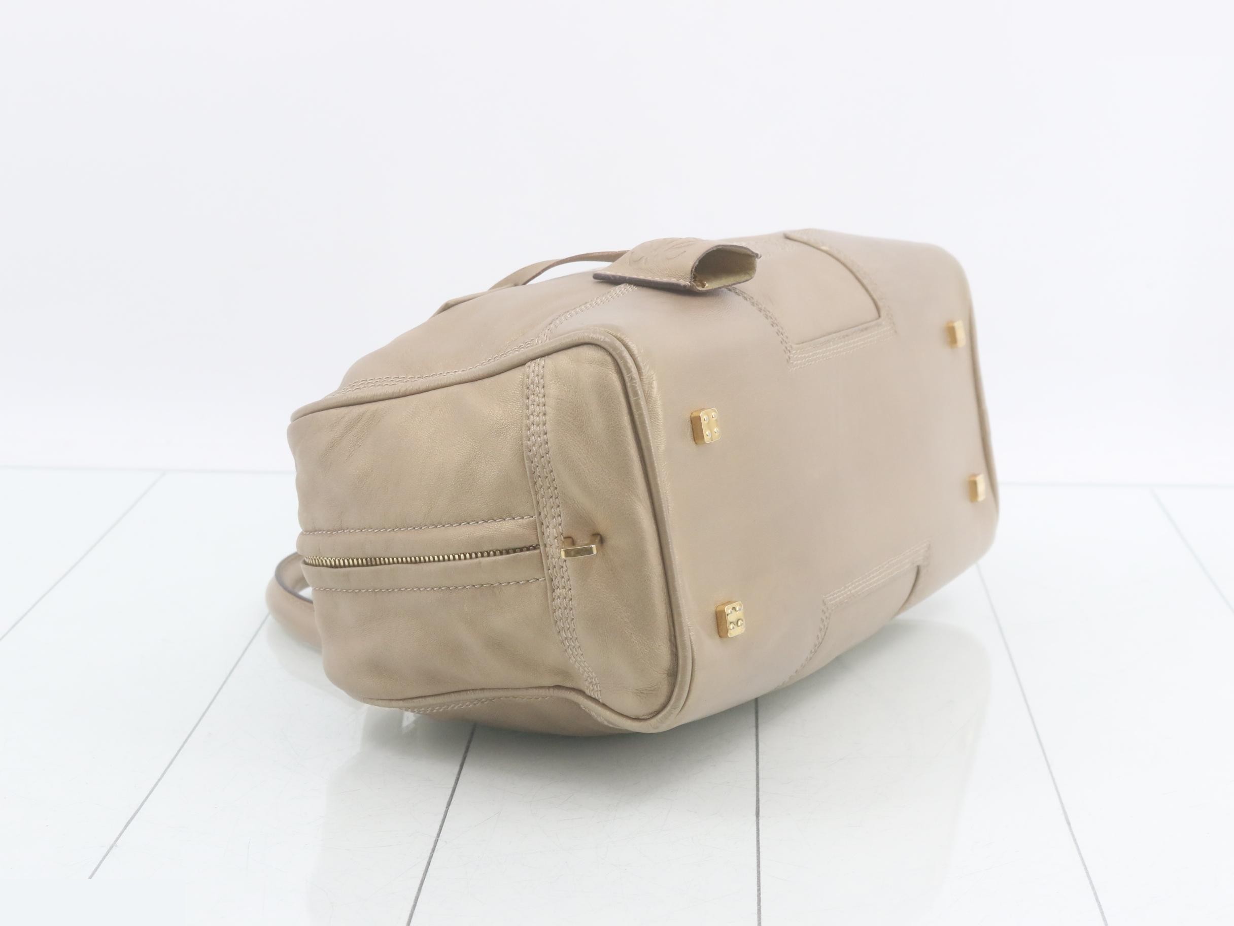 Amazona 28 Leather Handbag, Beige — view 5