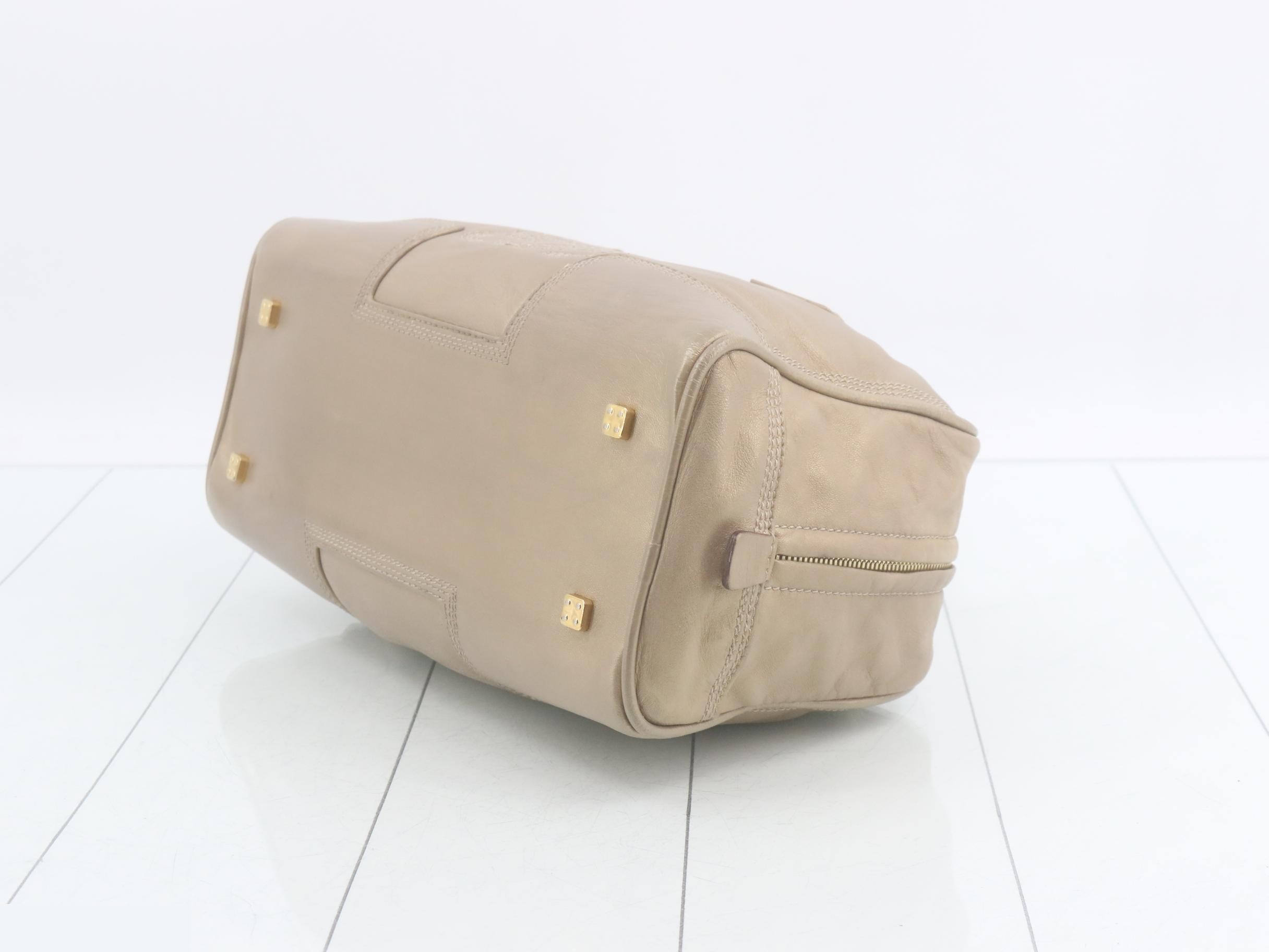 Amazona 28 Leather Handbag, Beige — view 6