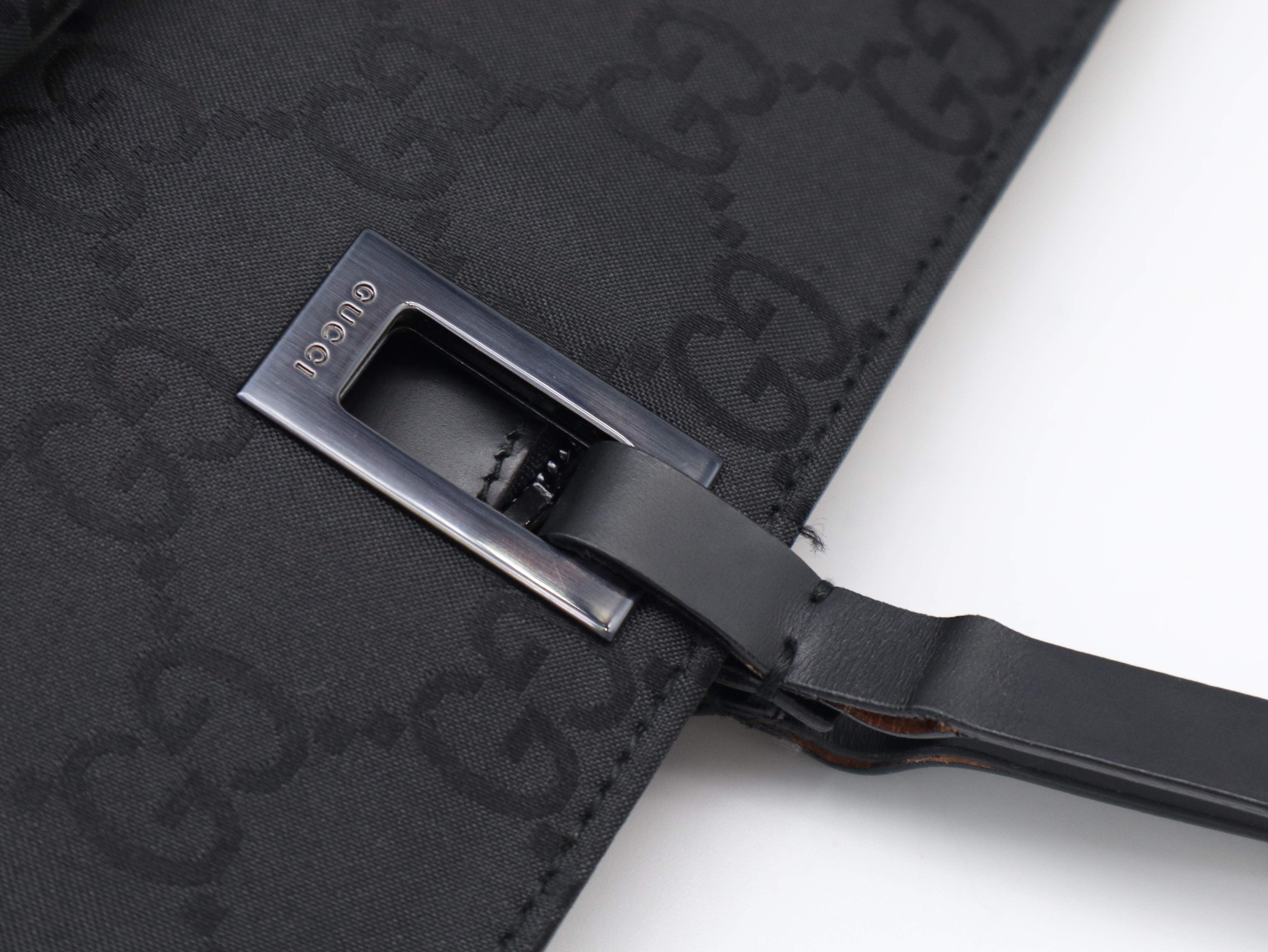 002.1008GG Nylon Tote Bag, Black, with Dust Bag. — view 7