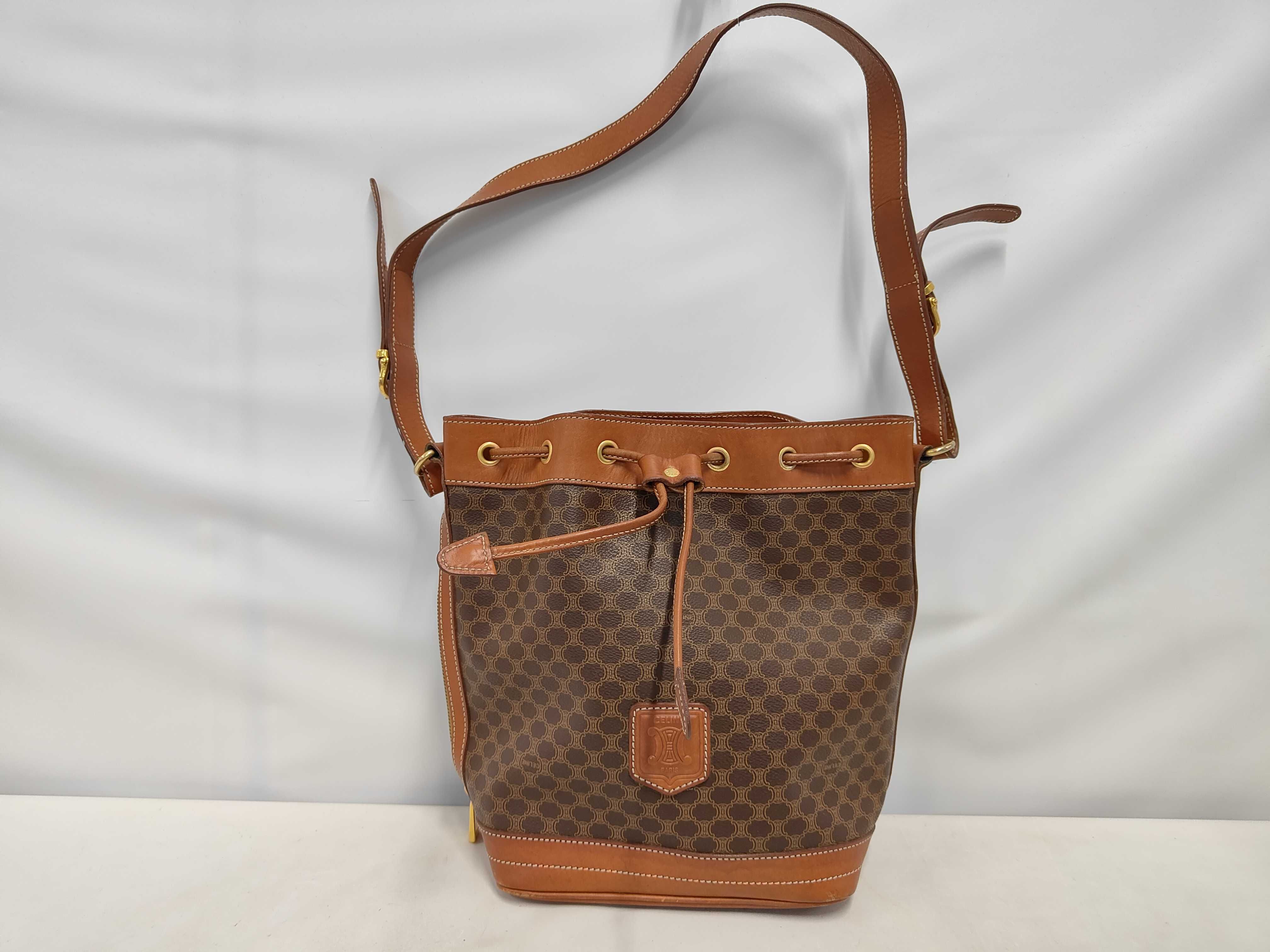 Macadam Pattern Drawstring Shoulder Bag
