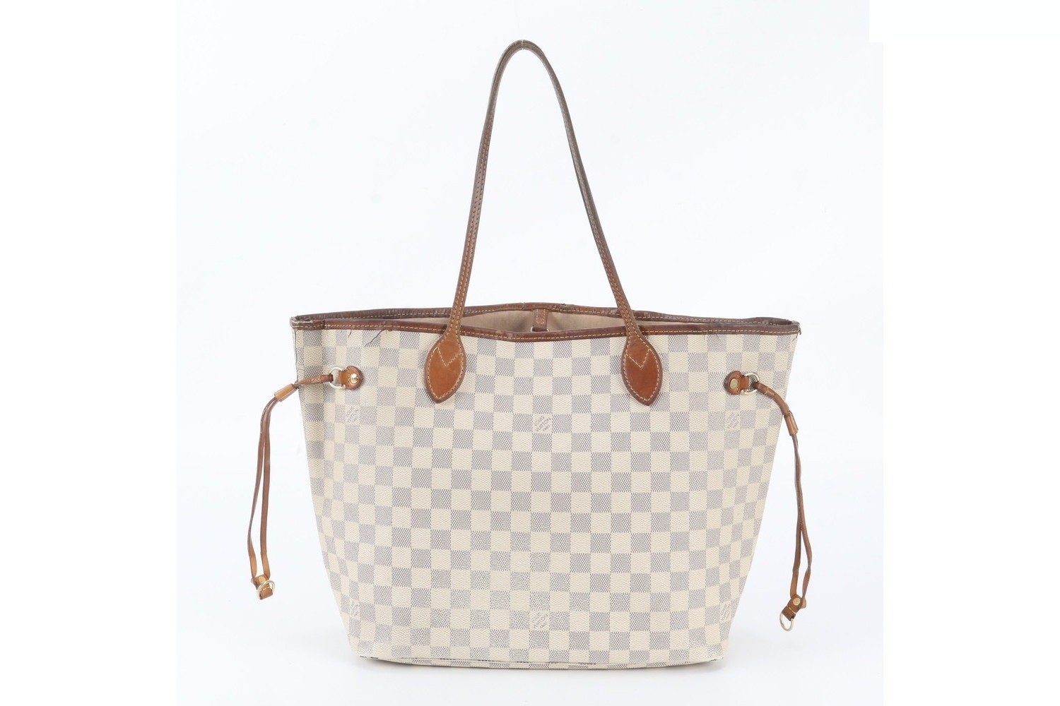 Damier Azur Neverfull MM N41605 Leather Tote Bag — view 3
