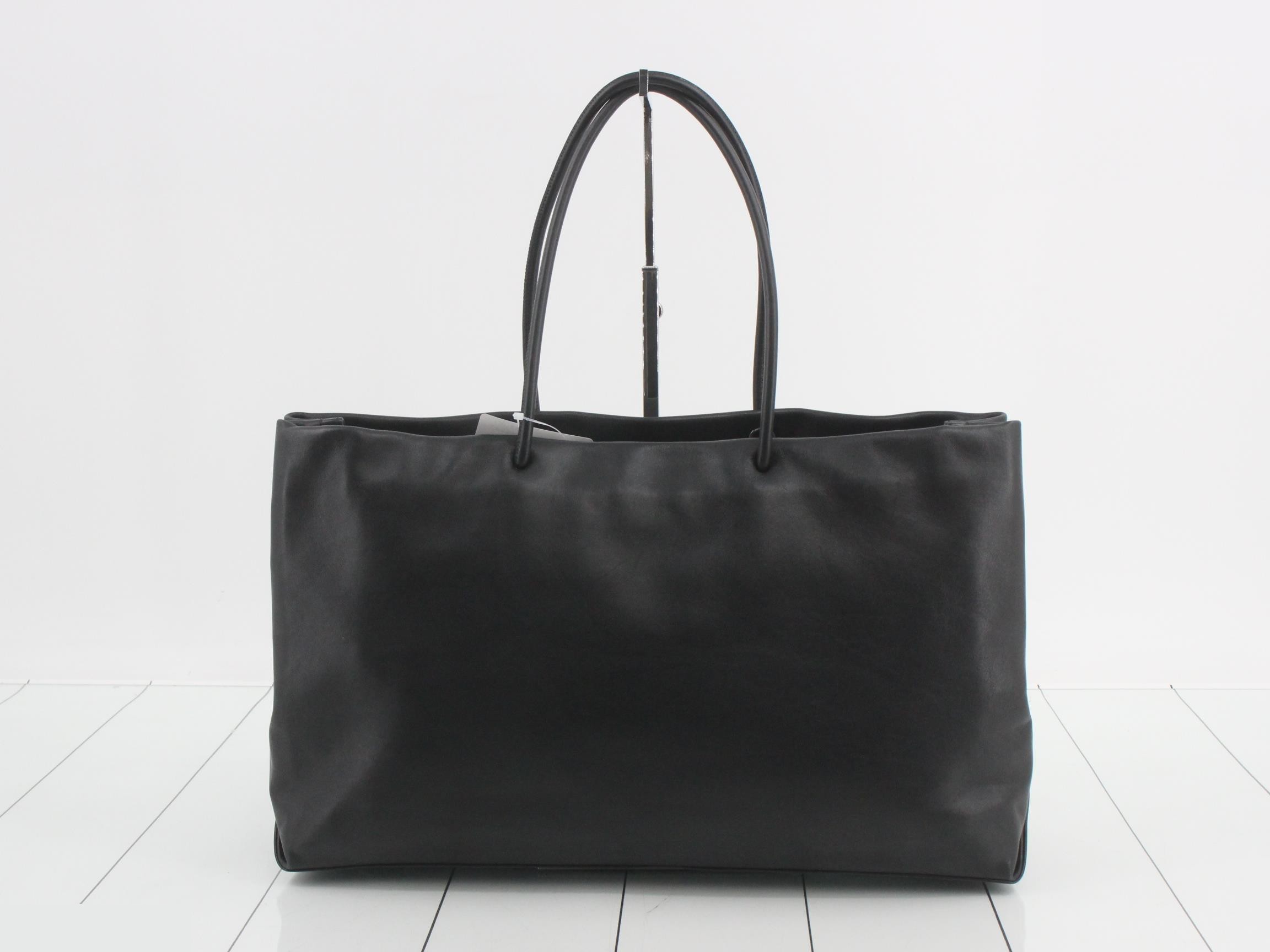 Essential Large Shopper Tote, Lambskin, Black x White, Silver Hardware, Series 12 — view 2