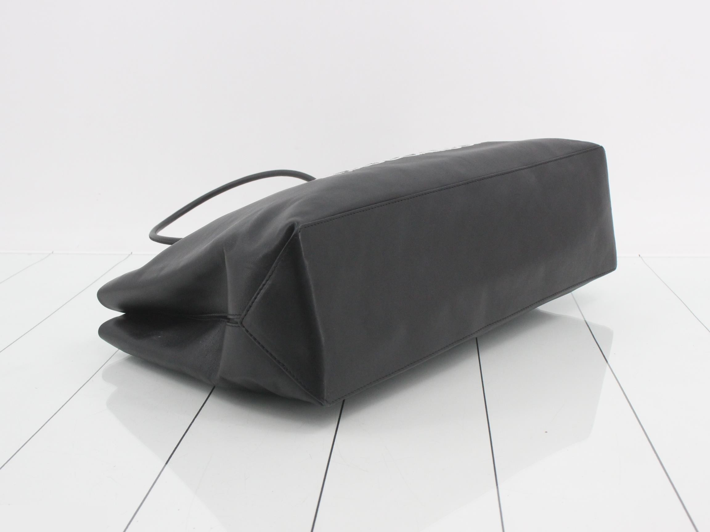 Essential Large Shopper Tote, Lambskin, Black x White, Silver Hardware, Series 12 — view 5