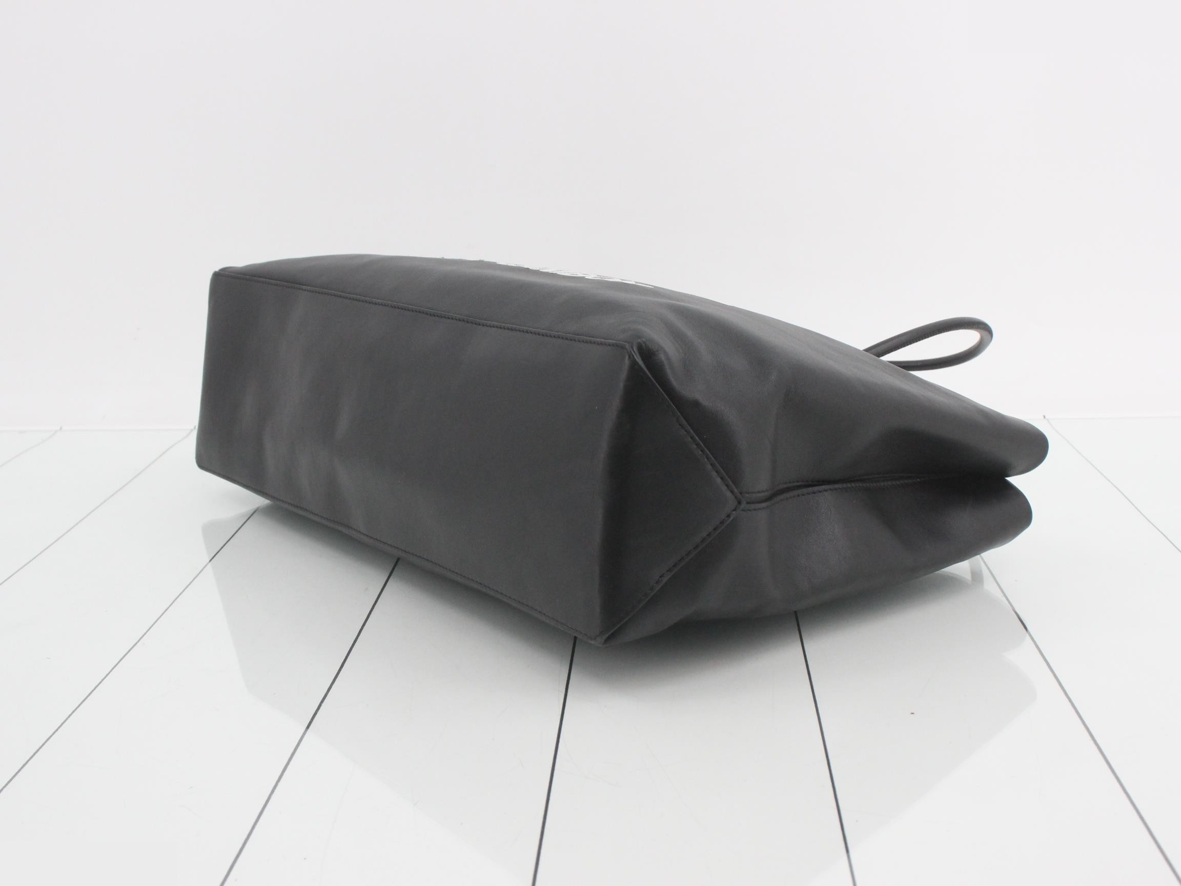 Essential Large Shopper Tote, Lambskin, Black x White, Silver Hardware, Series 12 — view 6