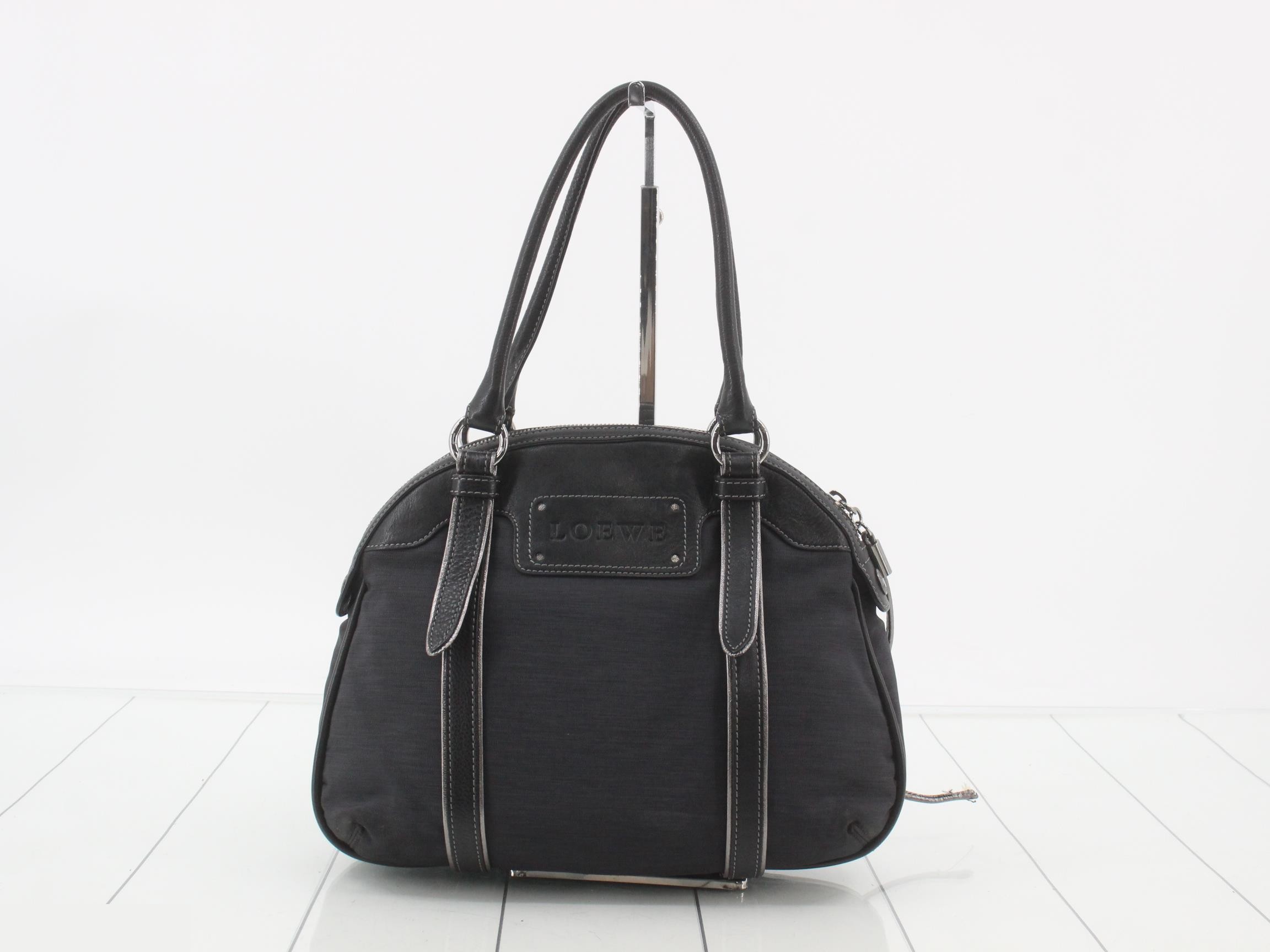 Shoulder bag nylon x leather black — view 2