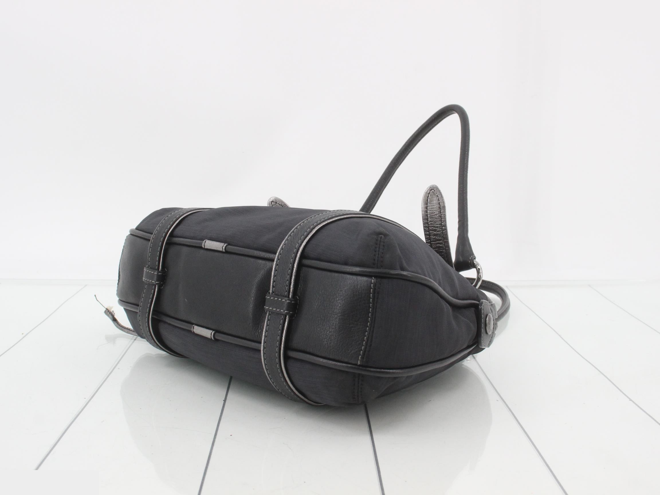 Shoulder bag nylon x leather black — view 6