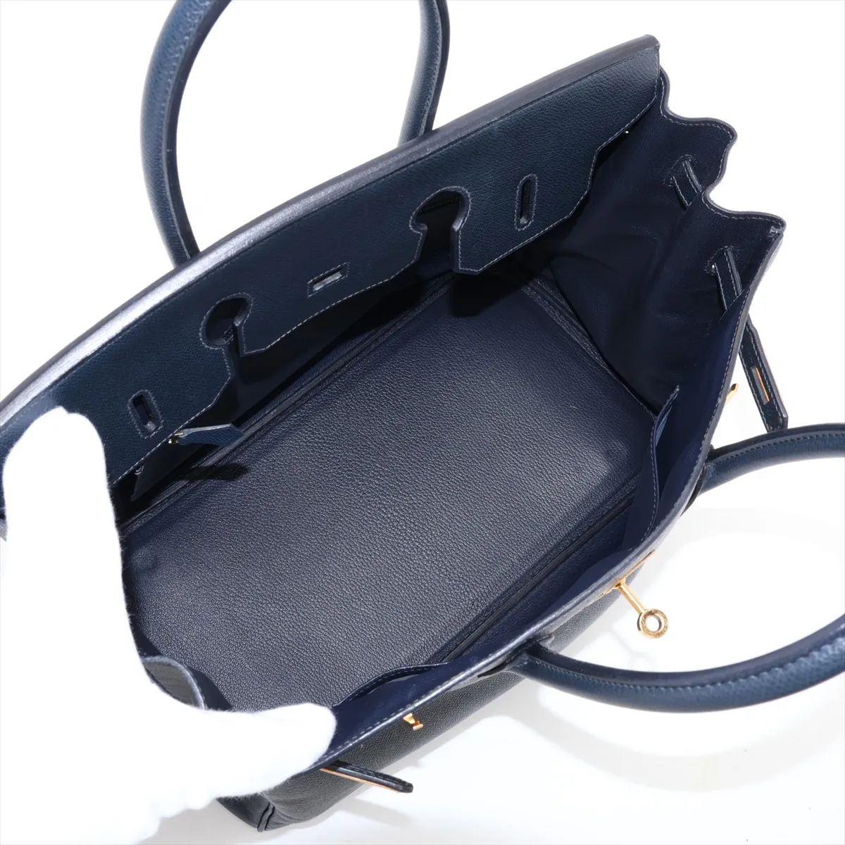 [Individually packaged] Hermes Birkin 35 Letournée Courchevel Blue Indigo Gold Hardware H:2004 — view 7