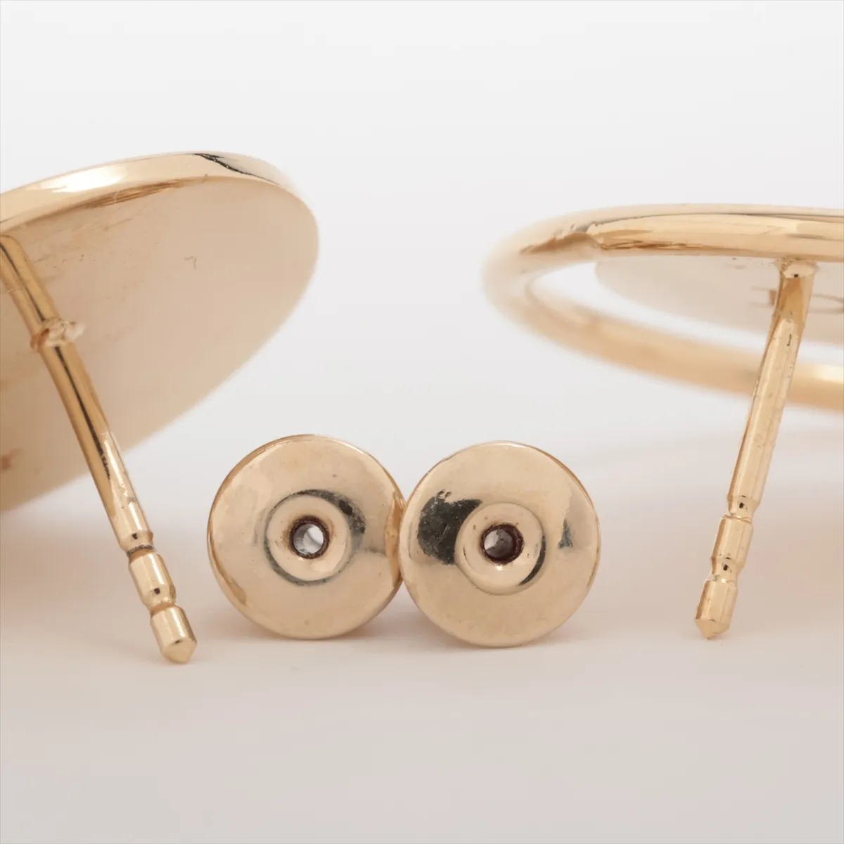 earrings (for both ears), gold-plated with rhinestones and colored stones. Shows wear, tarnishing, — view 4