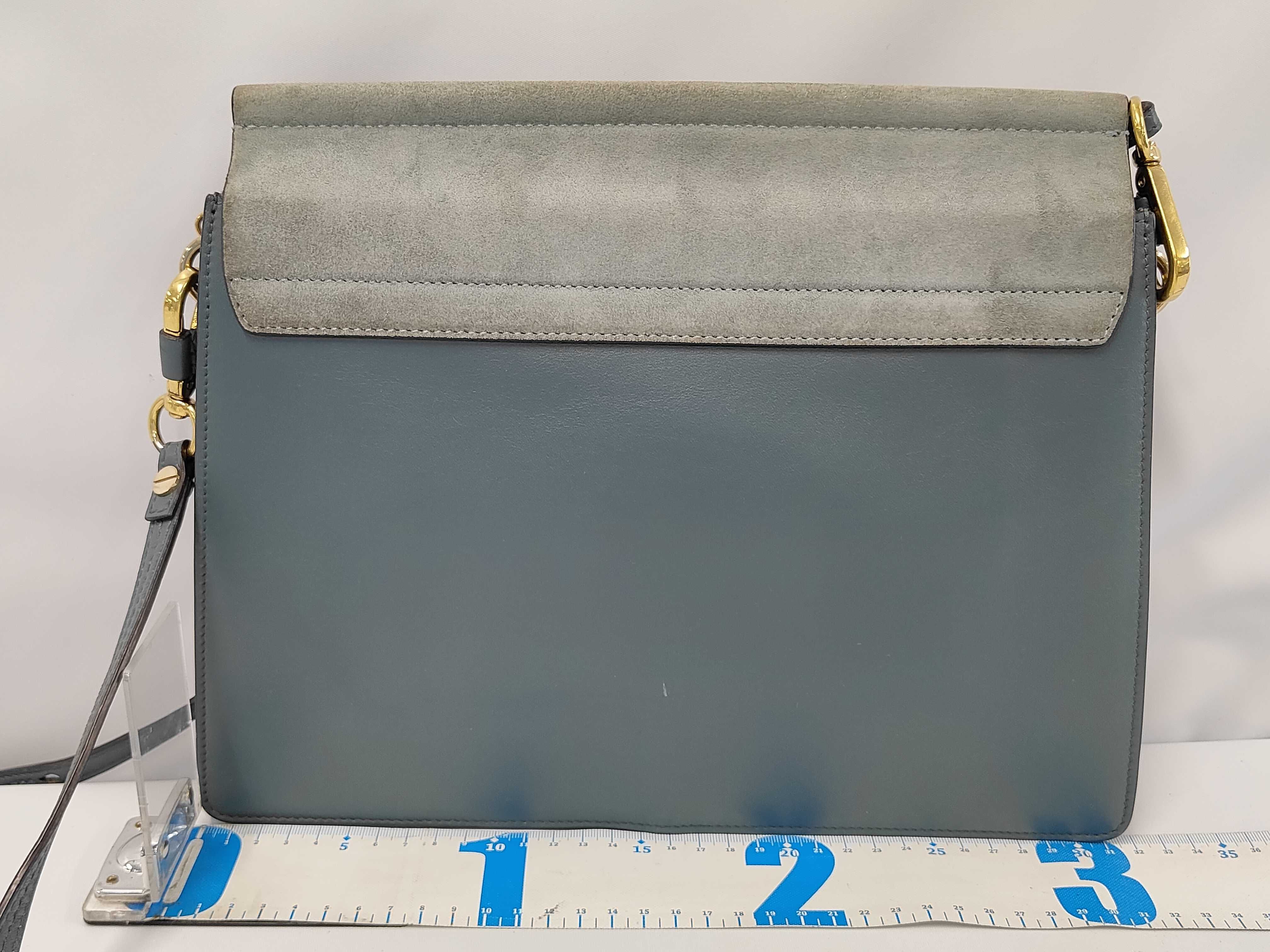 Faye Blue Green Leather Suede Shoulder Bag — view 2