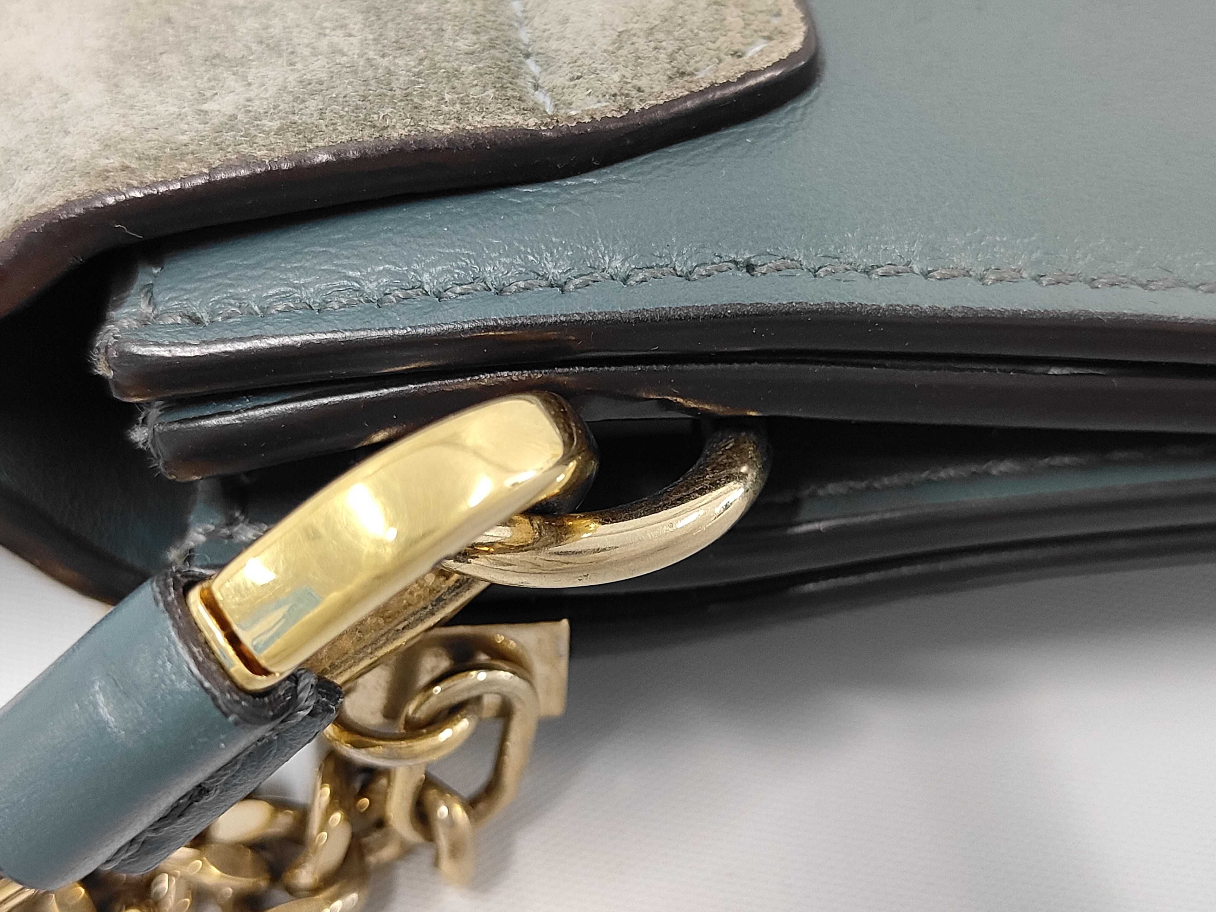 Faye Blue Green Leather Suede Shoulder Bag — view 6