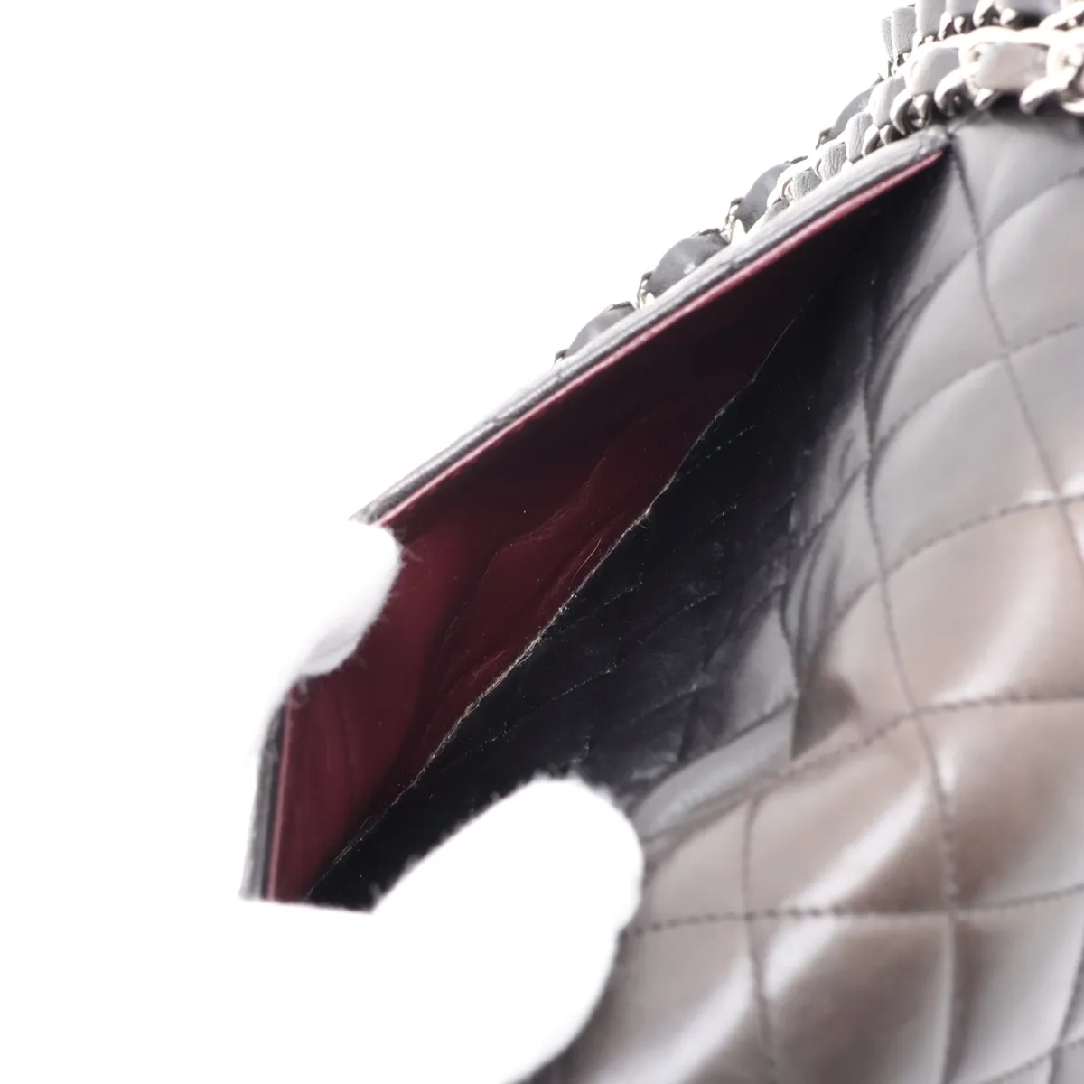 [Individually packaged] Chanel Matelassé 25 Lambskin Double Flap Double Chain Bag, Black with Silver Hardware, 14021356, Serial Number 14, A01112 — view 9