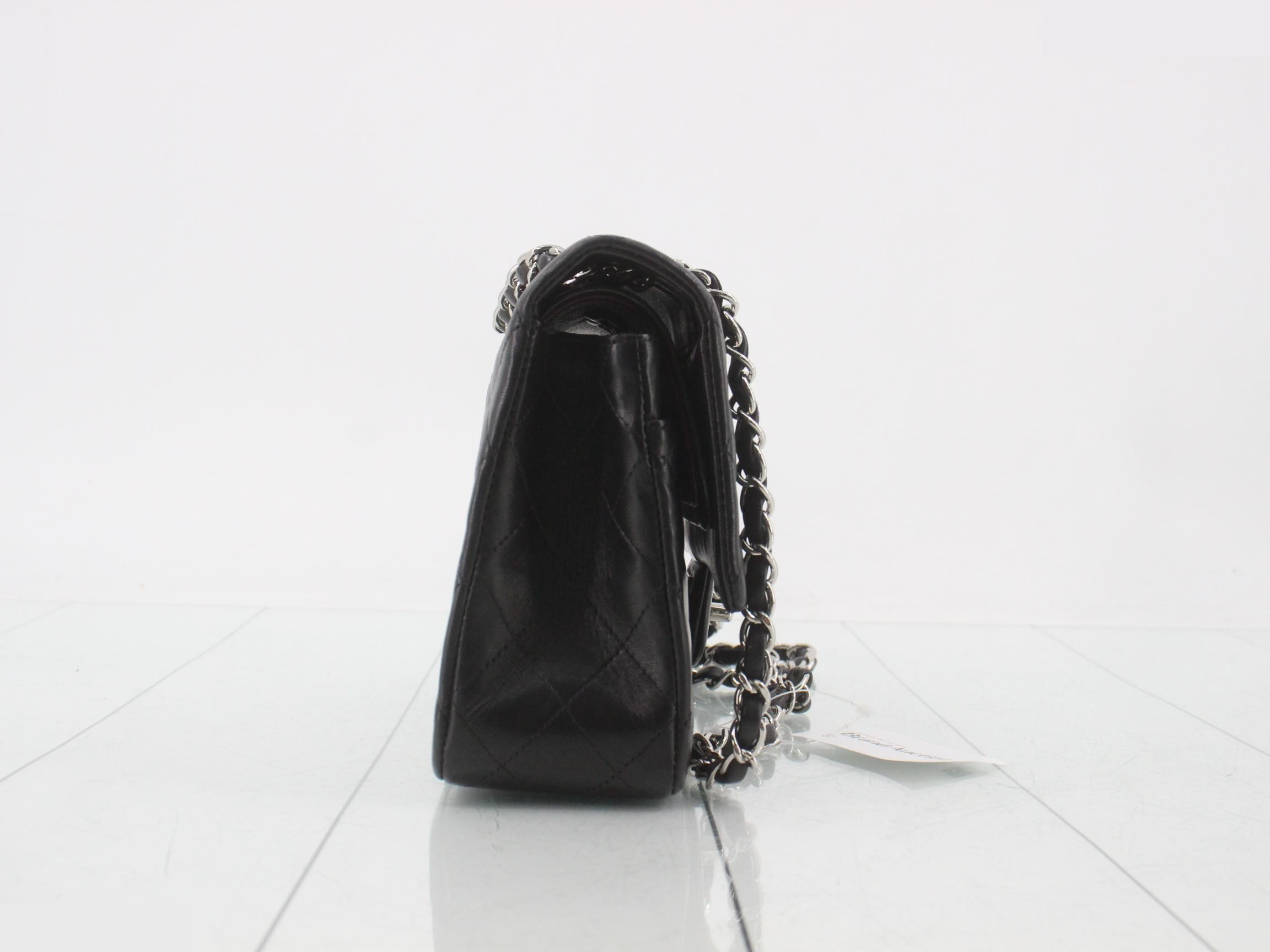 Matelassé Chain Shoulder Bag, Black — view 4
