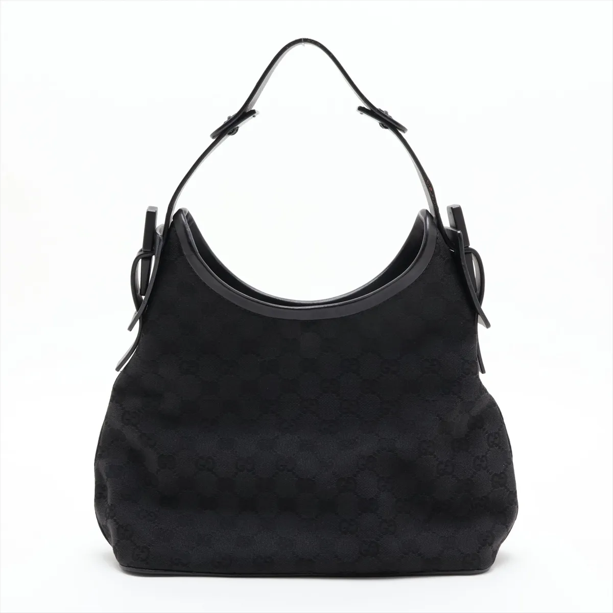 GG Canvas x Leather Shoulder Bag Black 107752 — view 2