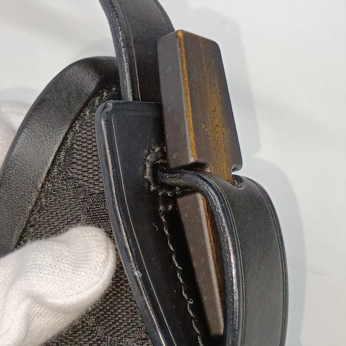 GG Canvas x Leather Shoulder Bag Black 107752 — view 12