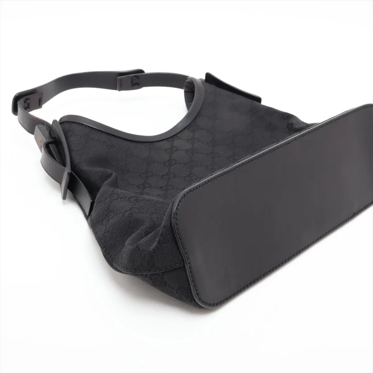 GG Canvas x Leather Shoulder Bag Black 107752 — view 4