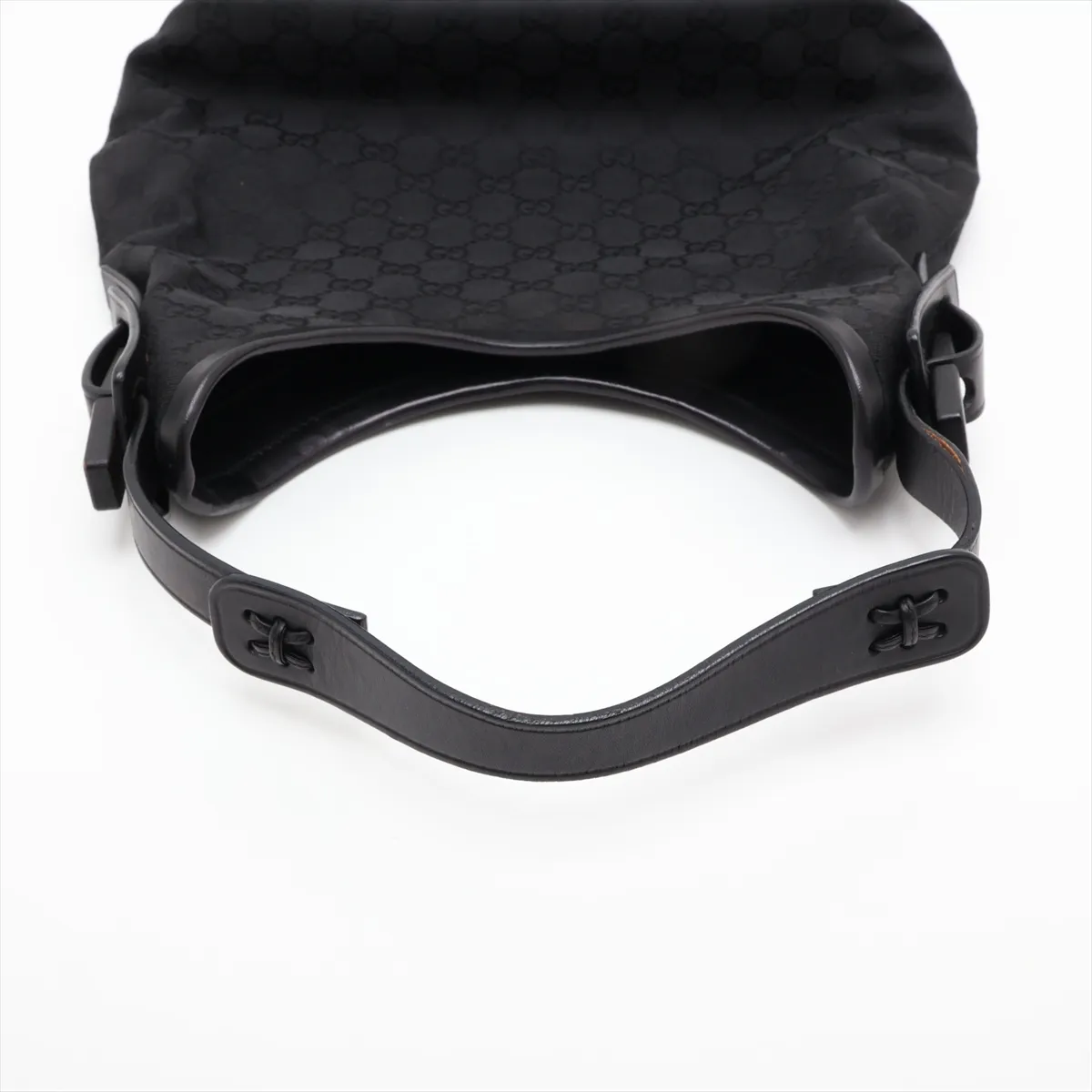 GG Canvas x Leather Shoulder Bag Black 107752 — view 5